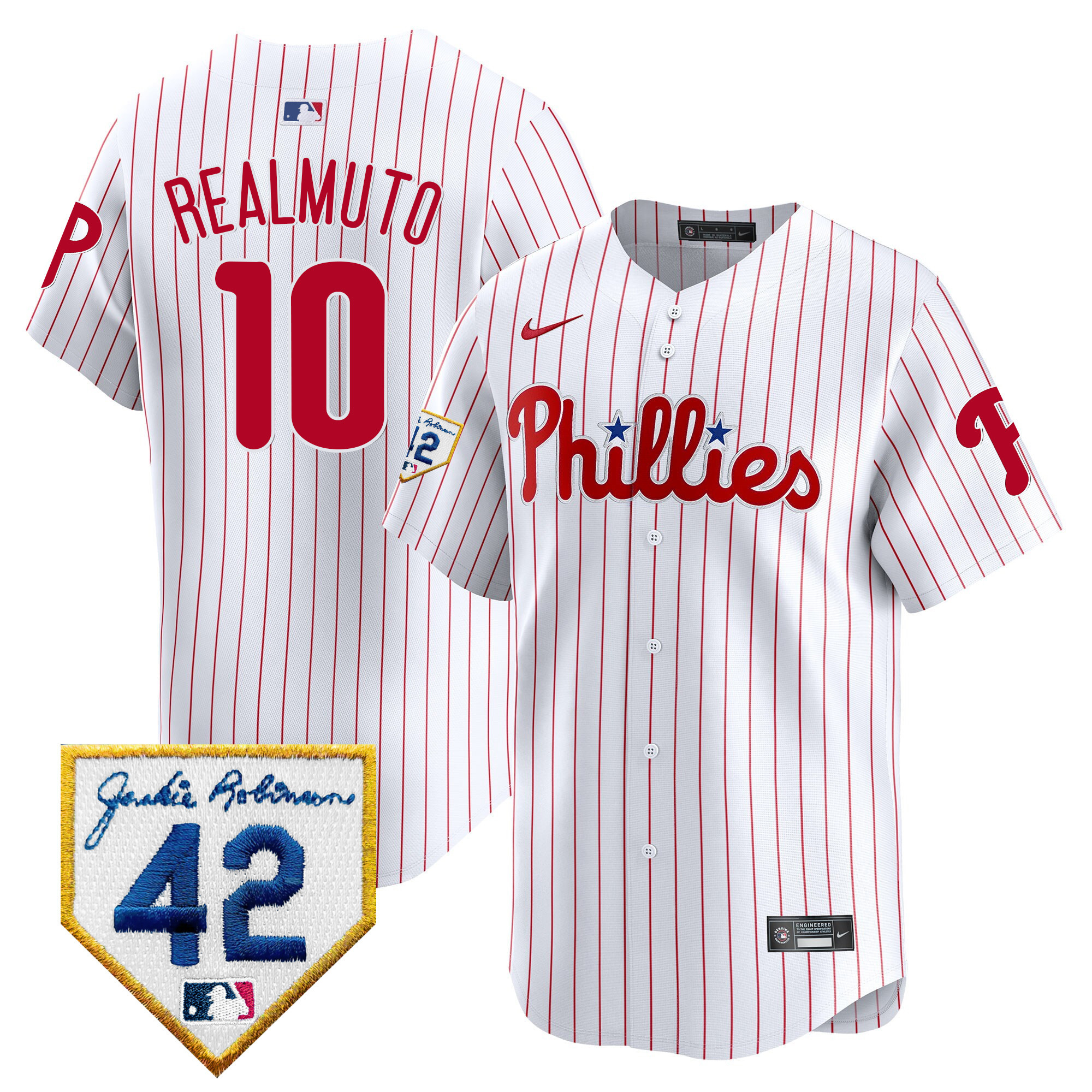 J.T. Realmuto Men's Philadelphia Phillies Jackie Robinson Patch Vapor Premier Limited White Jersey