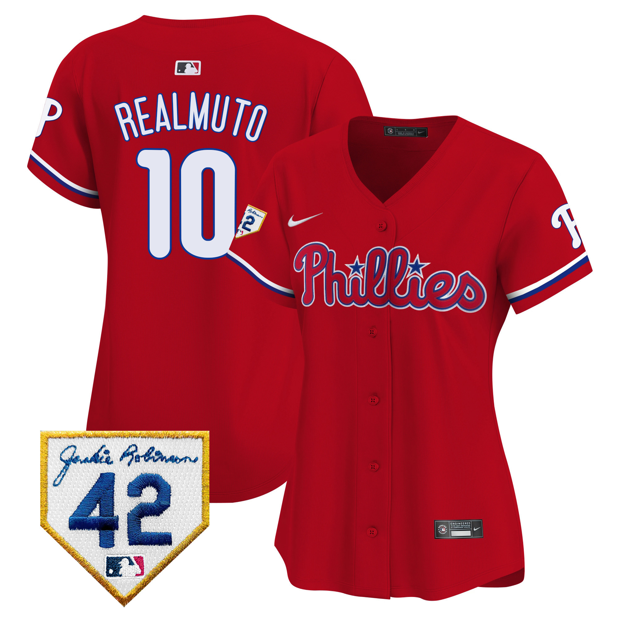 J.T. Realmuto Women's Philadelphia Phillies Jackie Robinson Patch Vapor Premier Limited Red Jersey