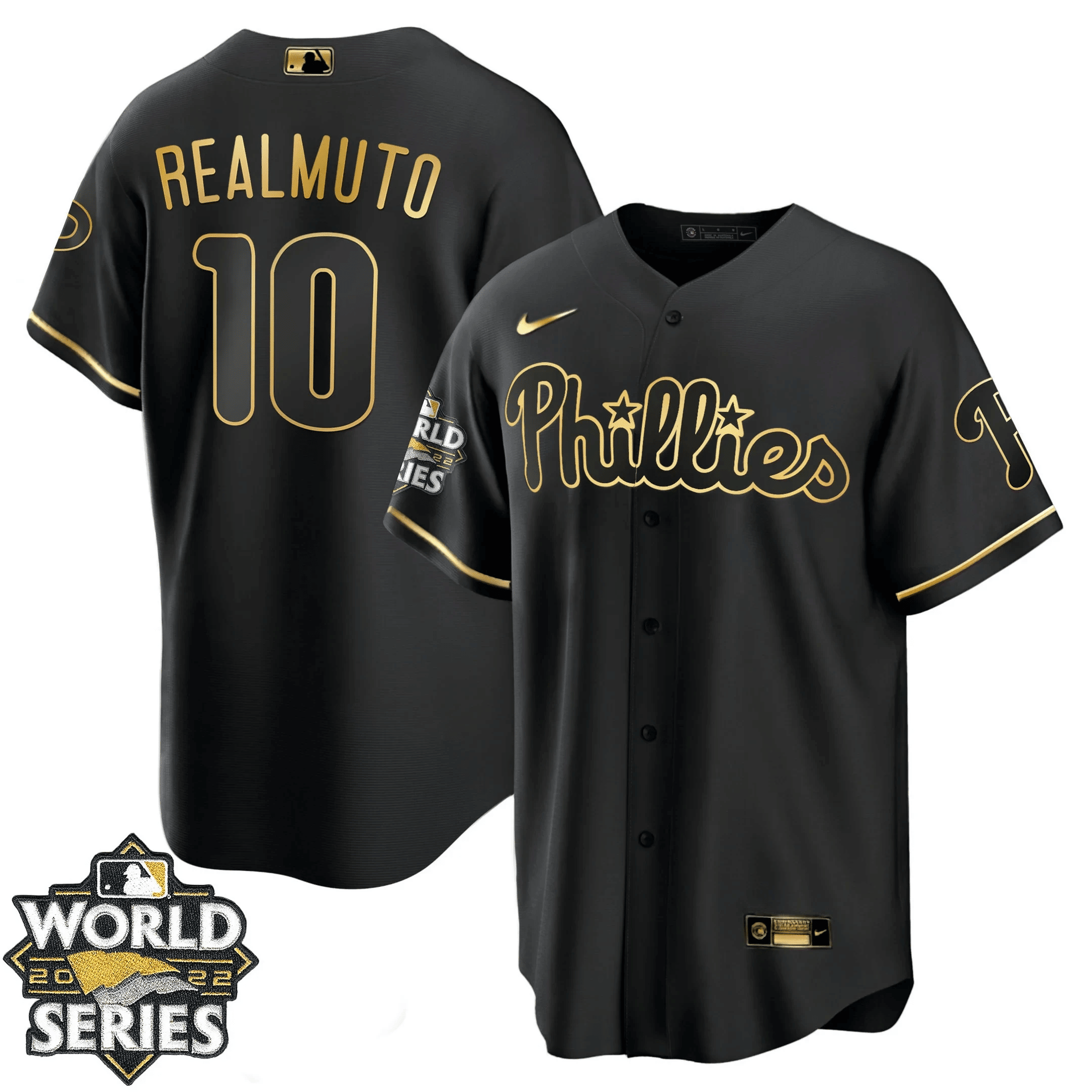 JT Realmuto Youth's Philadelphia Phillies Gold World Series Cool Black Jersey