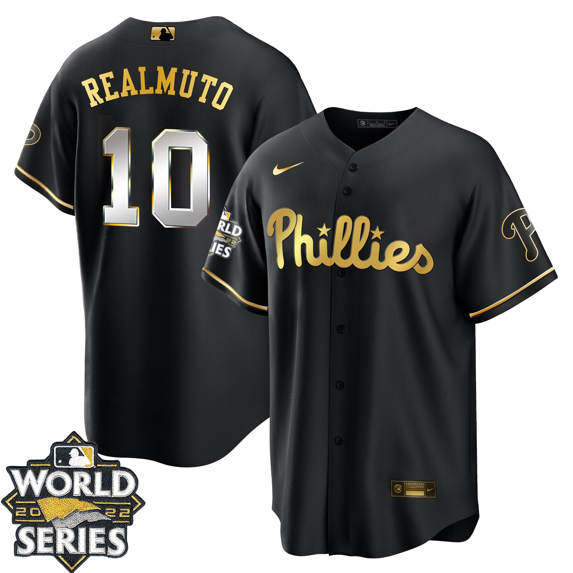 JT Realmuto Youth's Philadelphia Phillies Gold World Series Limited Cool Black Jersey