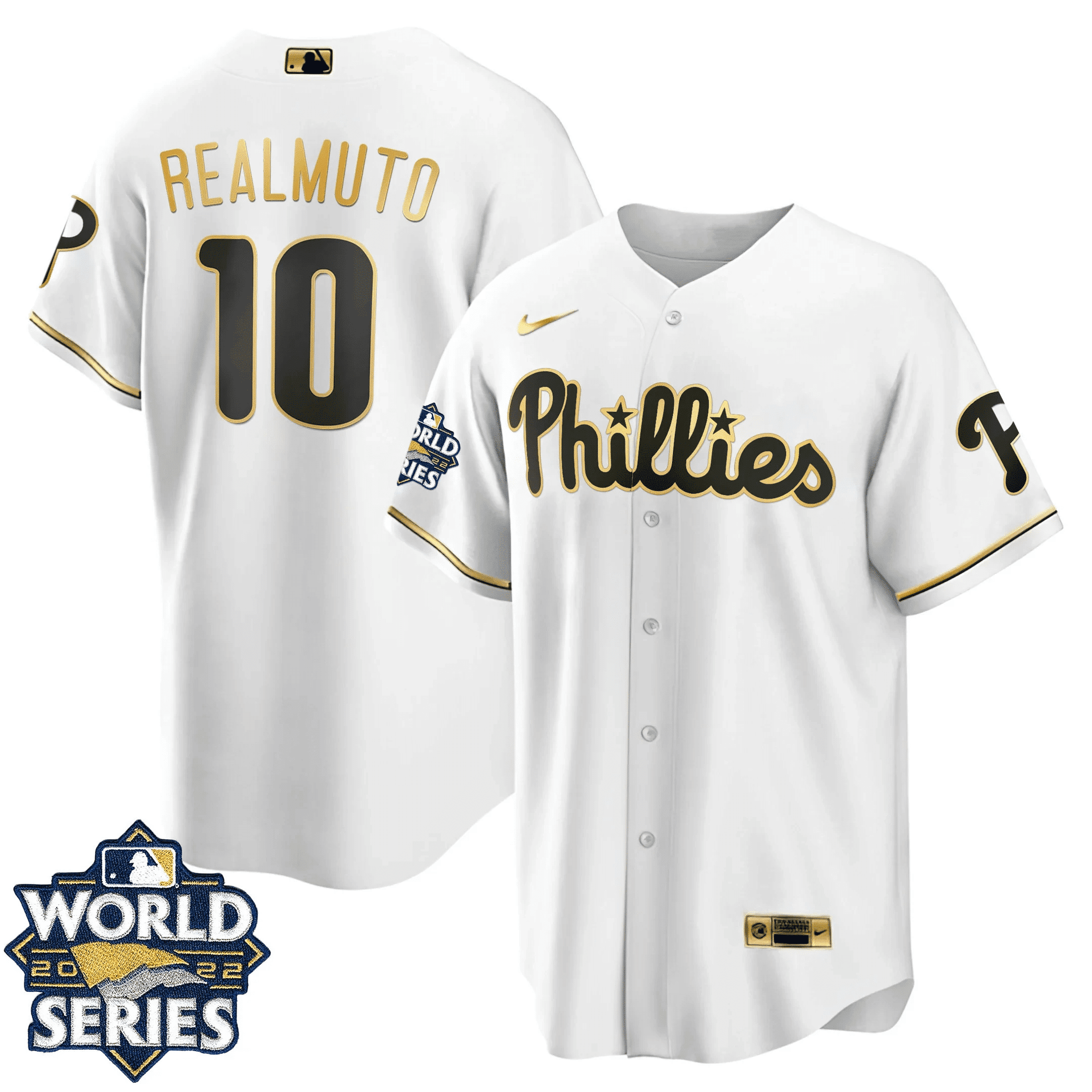 JT Realmuto Youth's Philadelphia Phillies Gold World Series Limited Cool White Jersey