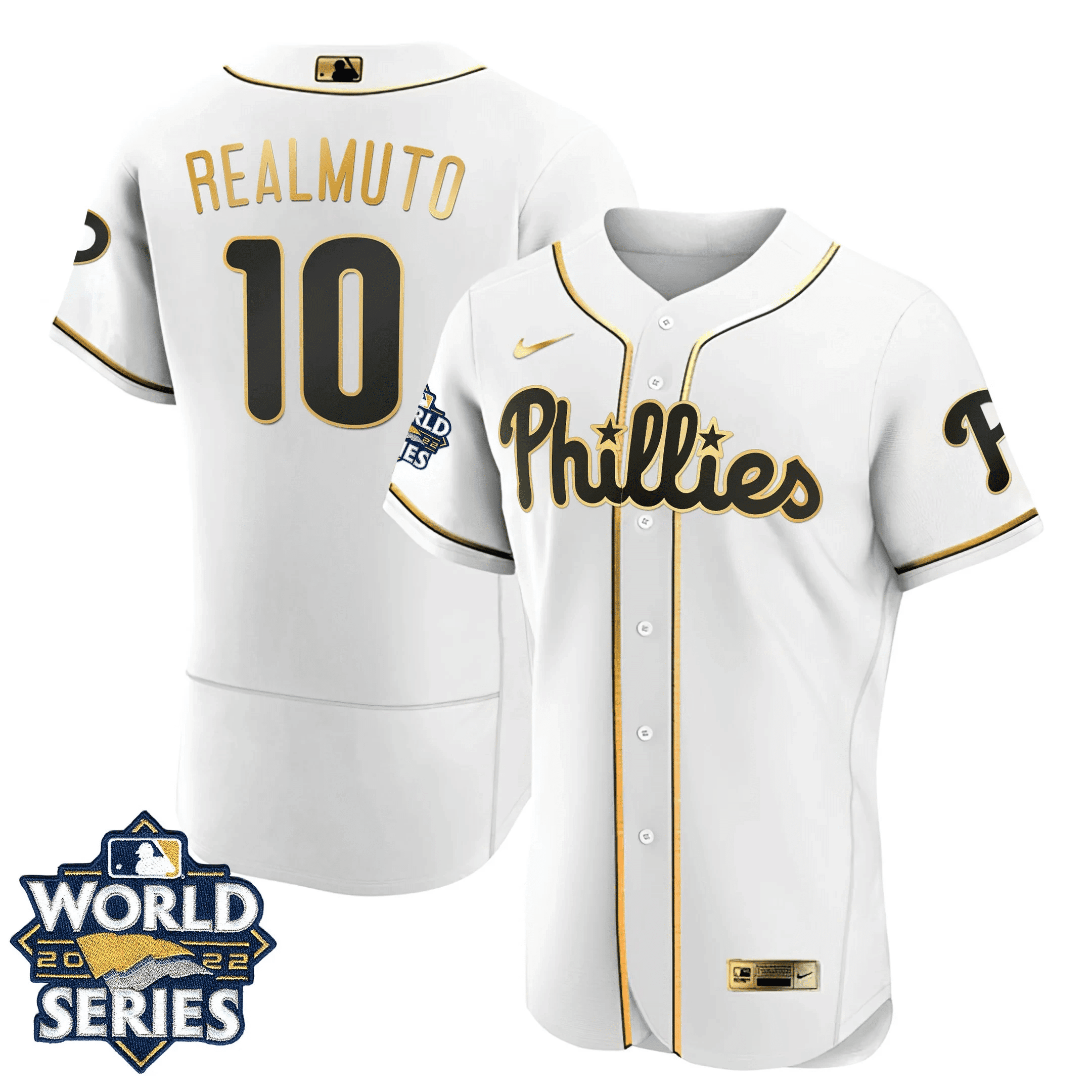 JT Realmuto Youth's Philadelphia Phillies Gold World Series Limited Flex White Jersey