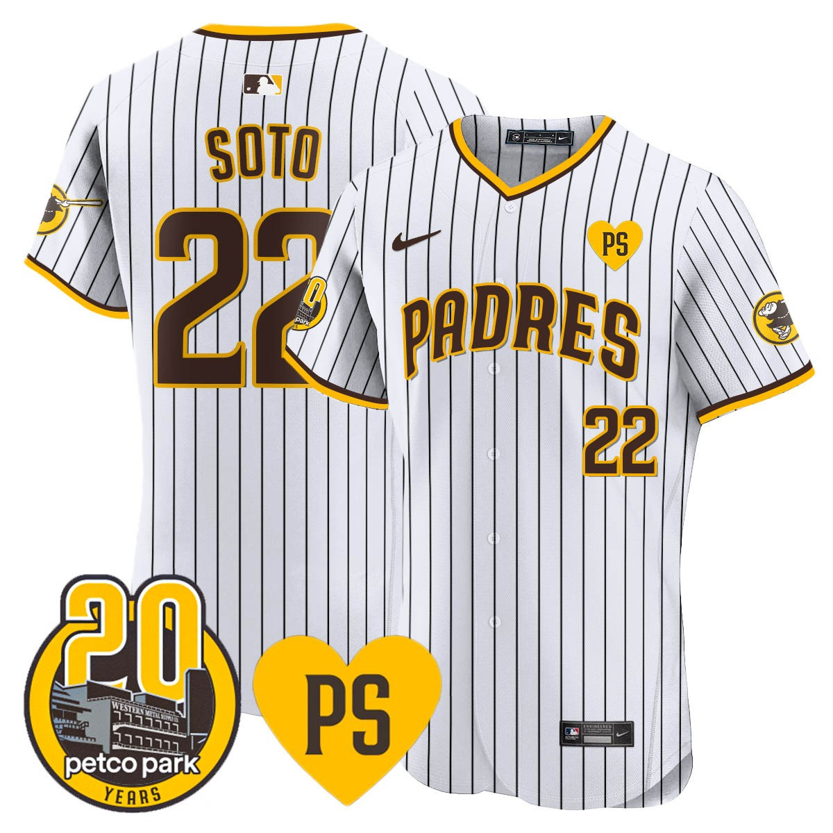 Juan Soto Men's San Diego Padres "For Peter" & Petco Park 20th Patch Vapor Premier Elite White Jersey