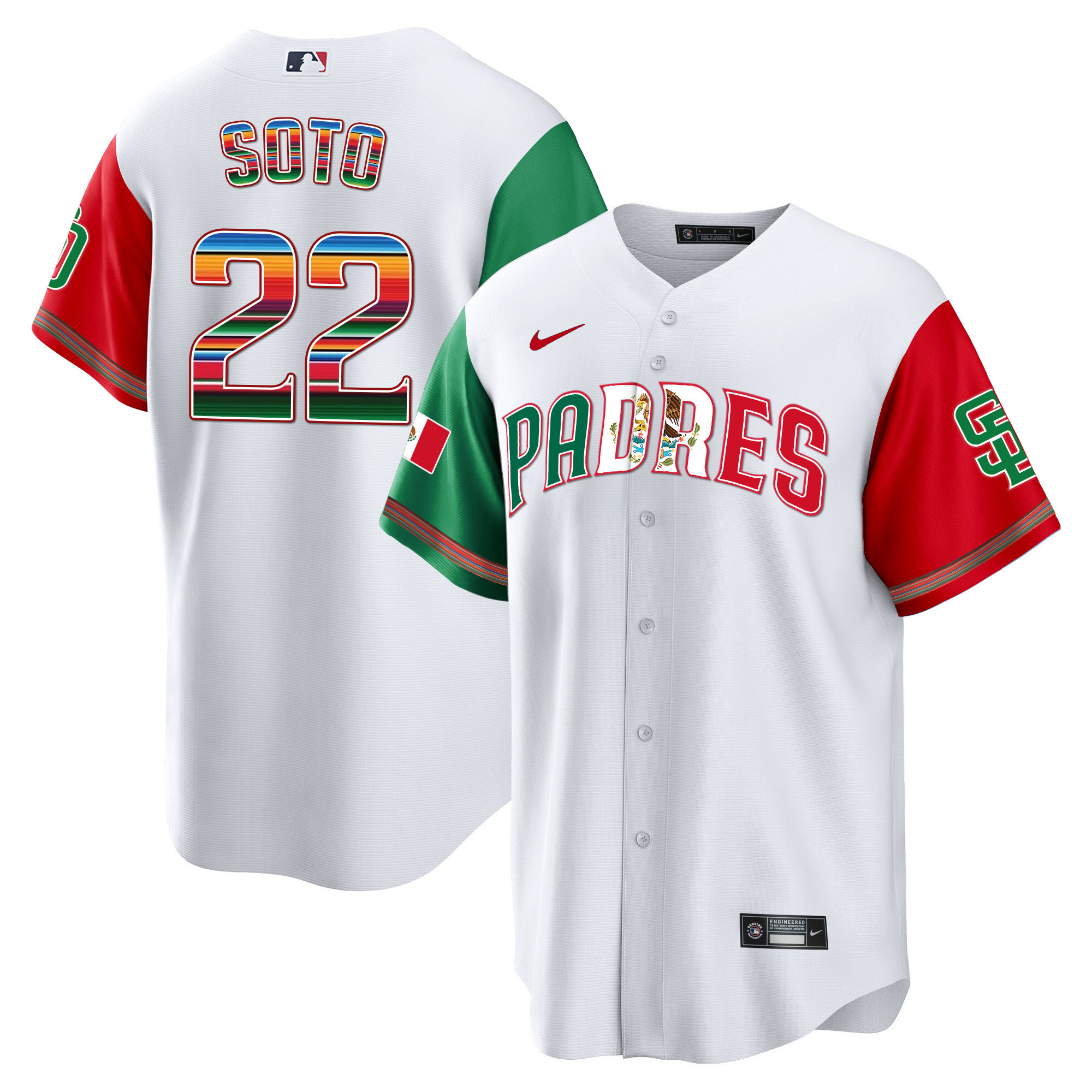 Juan Soto Men's San Diego Padres Mexico Cool Base Limited V2 Color Sleeves Jersey