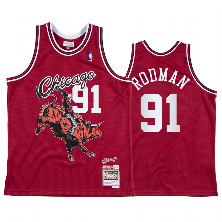 Juice Wrld X Chicago Bulls Dennis Rodman Red Jersey BR