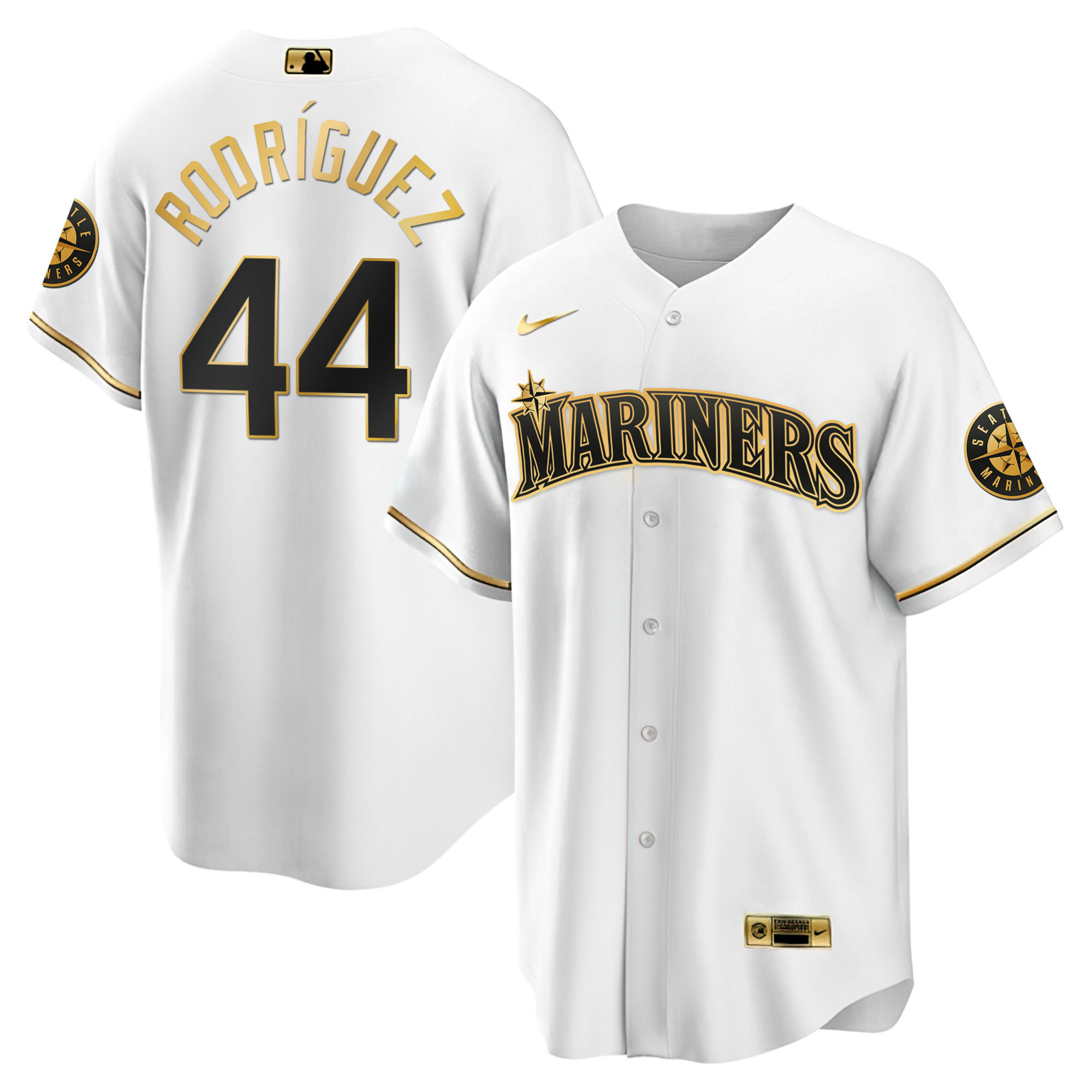 Julio Rodriguez Seattle Mariners White Gold & Black Gold Cool White Jersey
