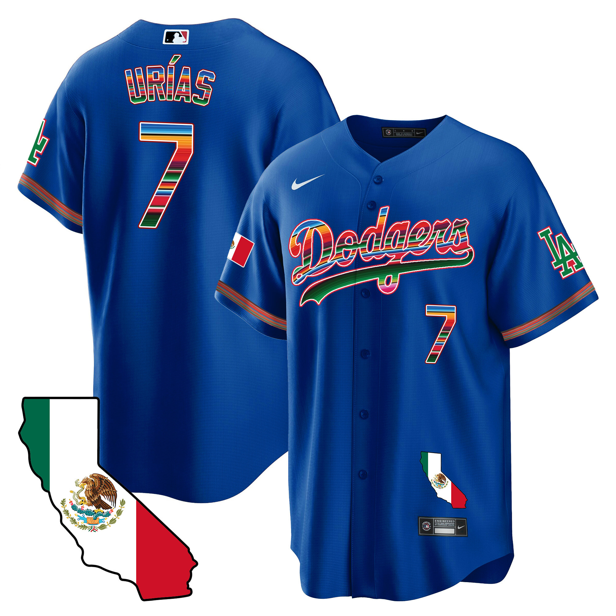 Julio Urías Men's Los Angeles Dodgers Mexico California Map Cool Base Royal Jersey