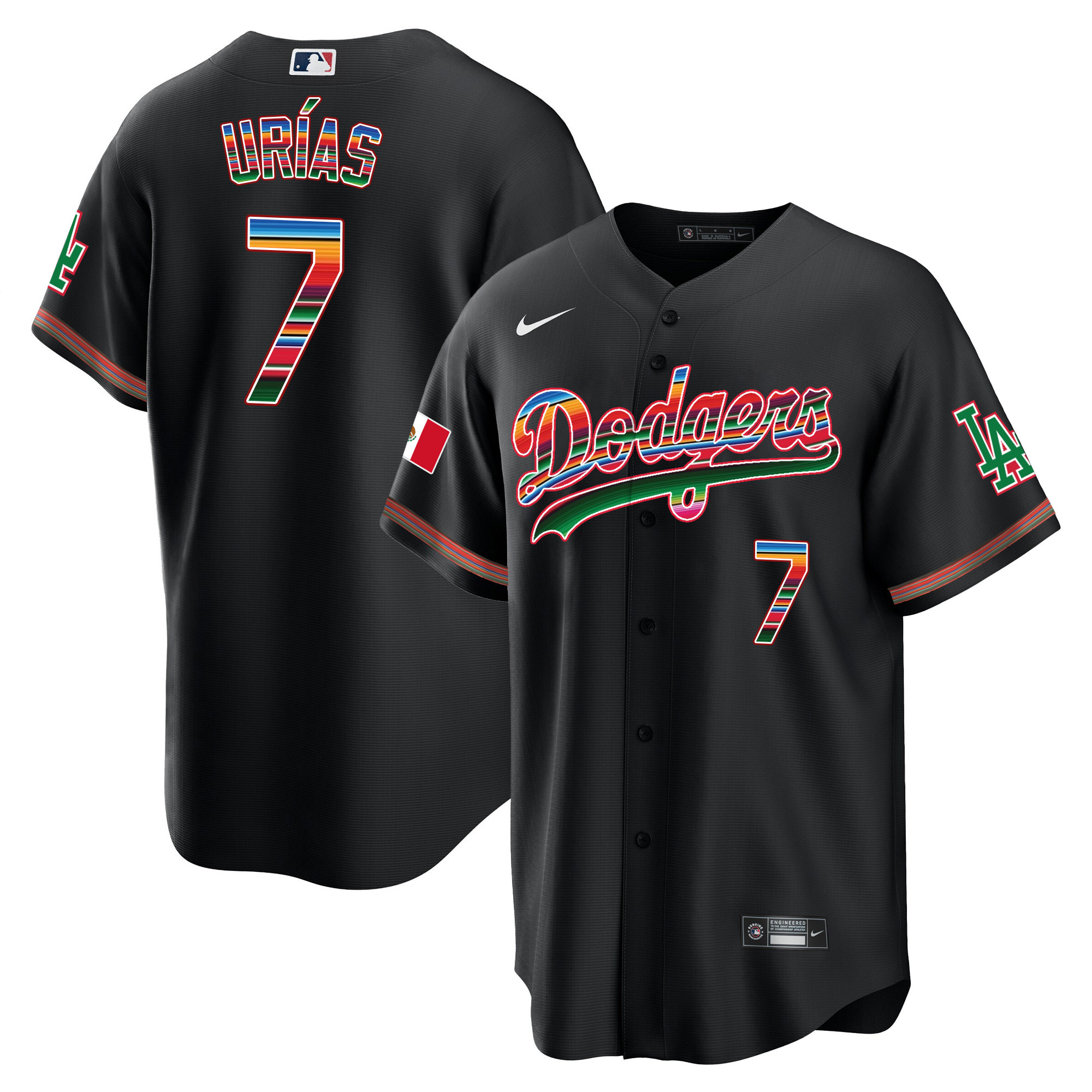 Julio Urías Men's Los Angeles Dodgers Mexico Cool Base Limited Black Jersey