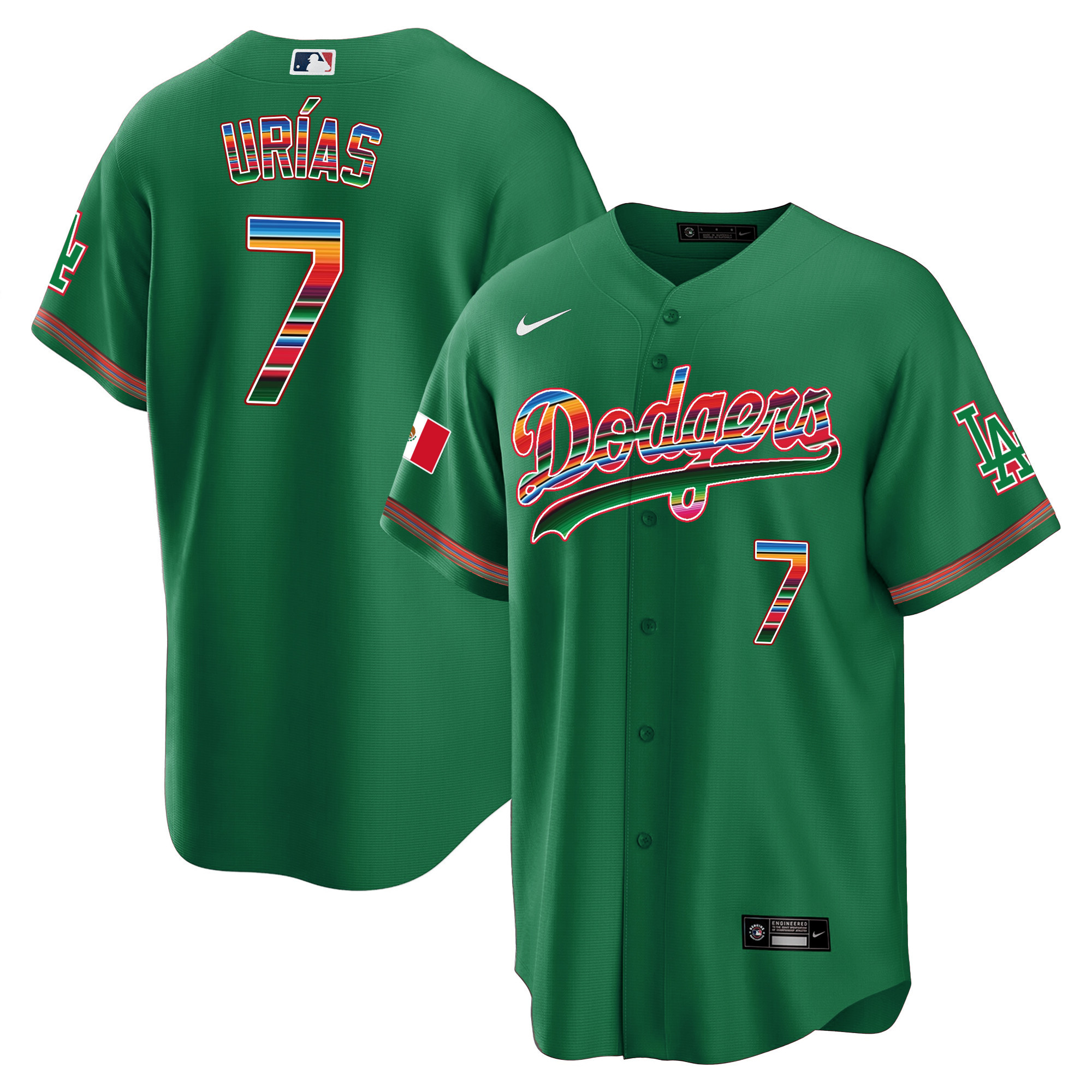 Julio Urías Men's Los Angeles Dodgers Mexico Cool Base Limited Green Jersey