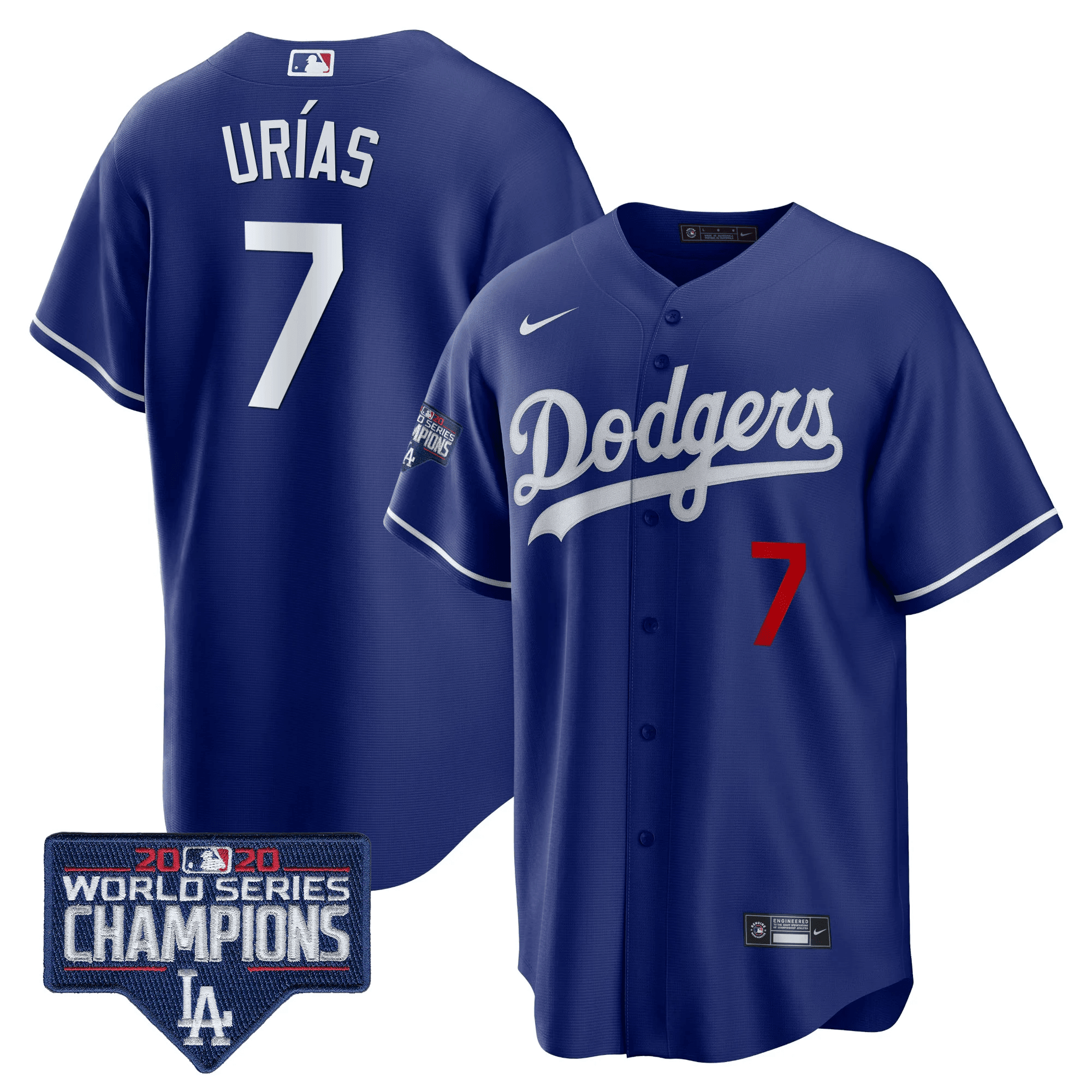 Julio Urías Men's Los Angeles Dodgers World Series Champions Patch Cool Base Royal Jersey