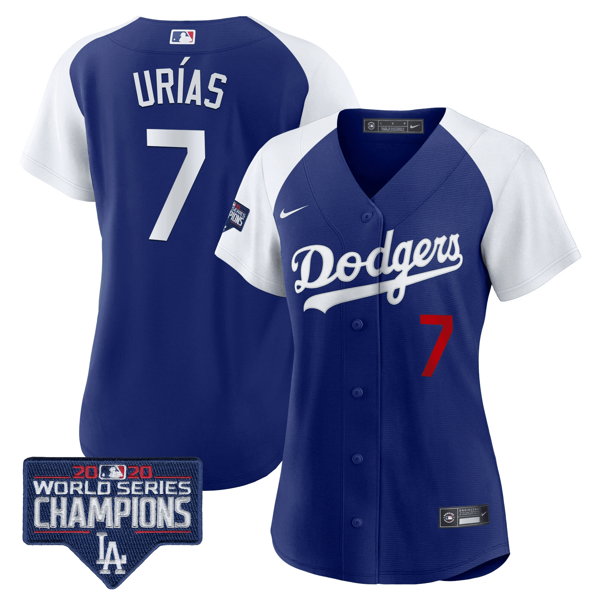 Julio Urías Women's Los Angeles Dodgers World Series Champions Patch Alternate Royal Jersey