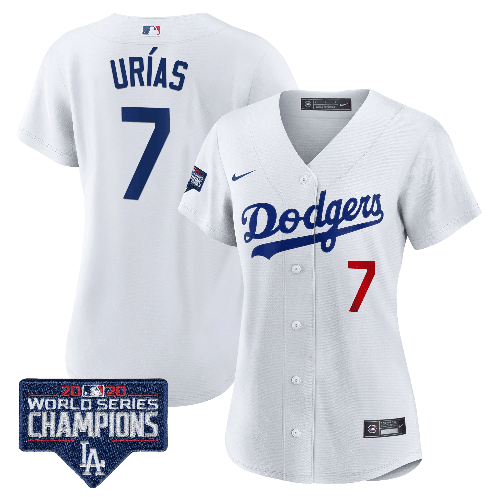 Julio Urías Women's Los Angeles Dodgers World Series Champions Patch White Jersey