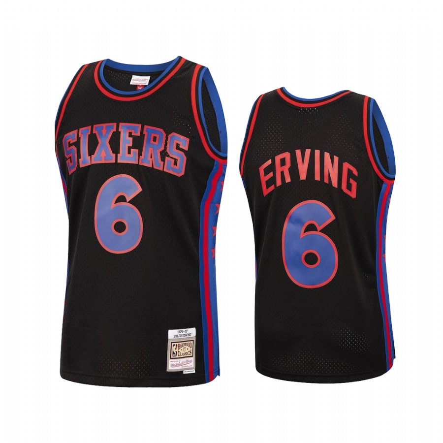 Julius Erving #6 Philadelphia 76ers Black Reload Jersey