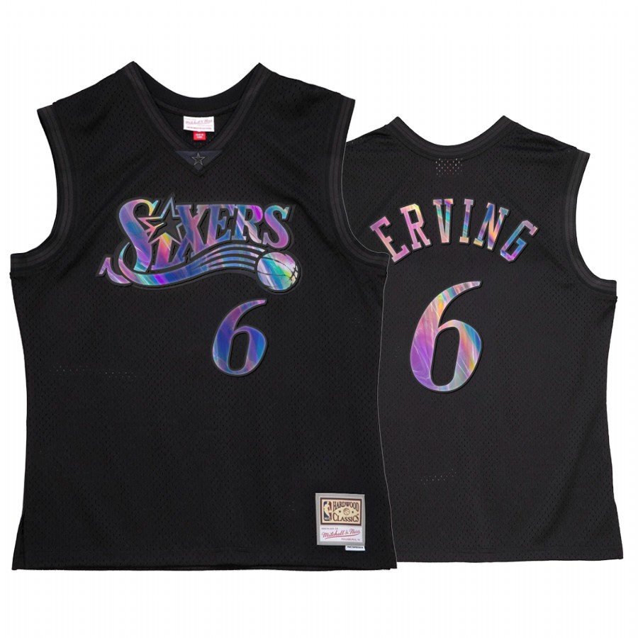 Julius Erving #6 Philadelphia 76ers Iridescent Jersey Black