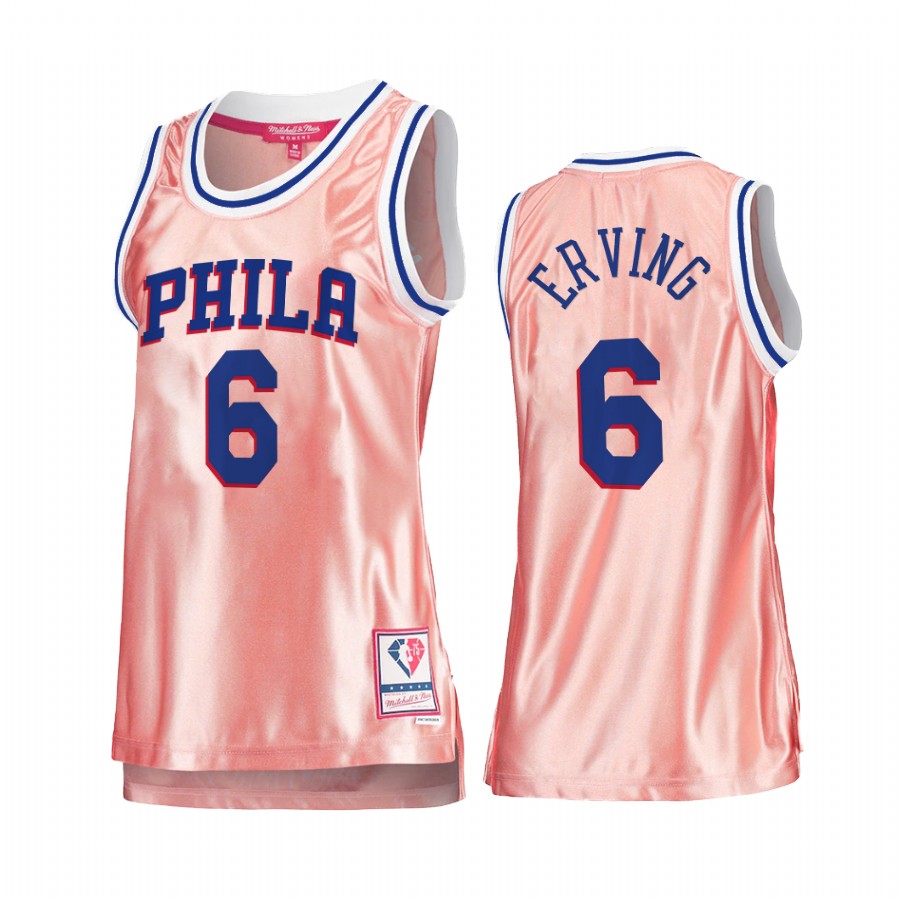 Julius Erving Philadelphia 76ers Rose Gold Jersey #6 Pink 75th Anniversary Women's Tank