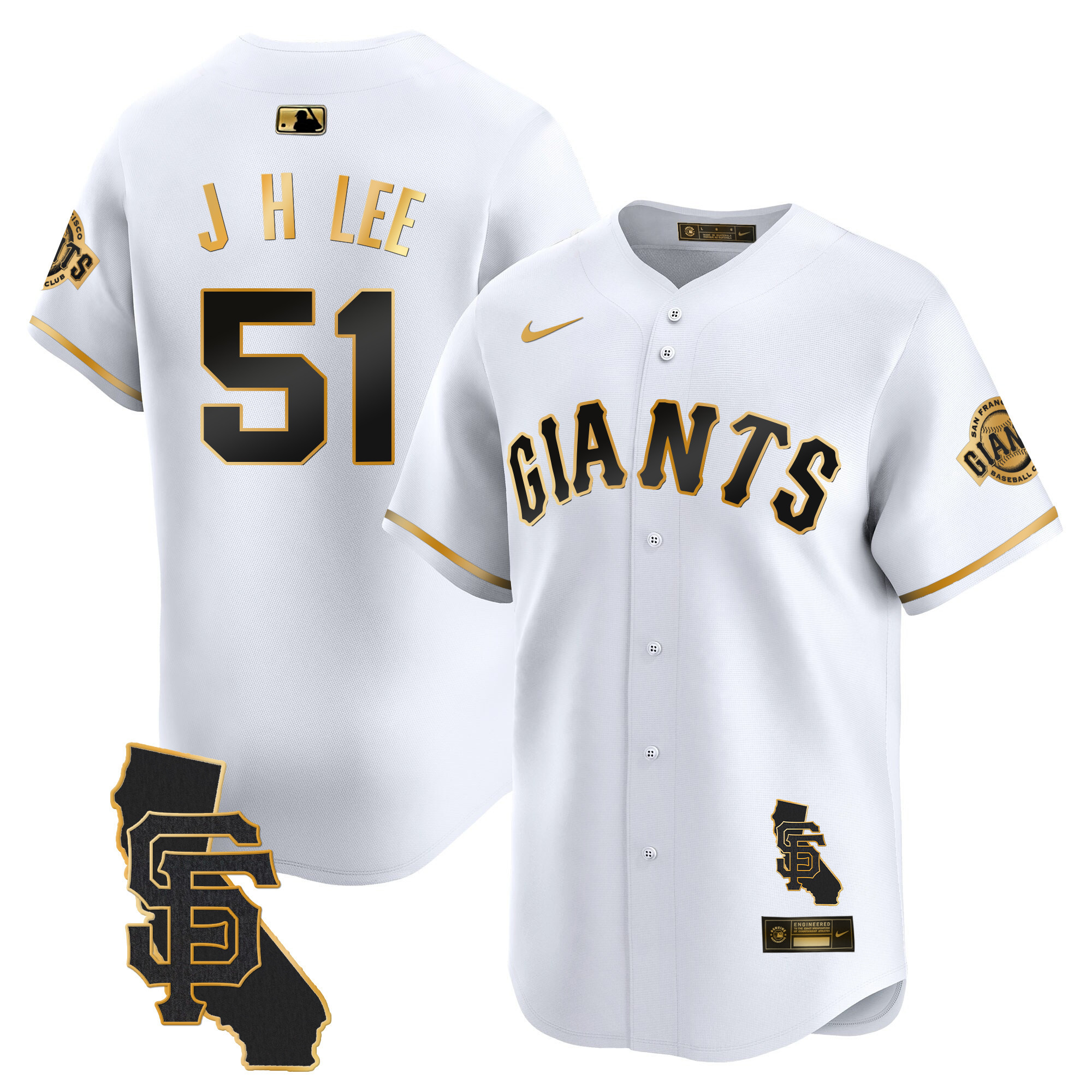 Jung Hoo Lee Men's San Francisco Giants California Patch Vapor Premier Limited White Gold Jersey