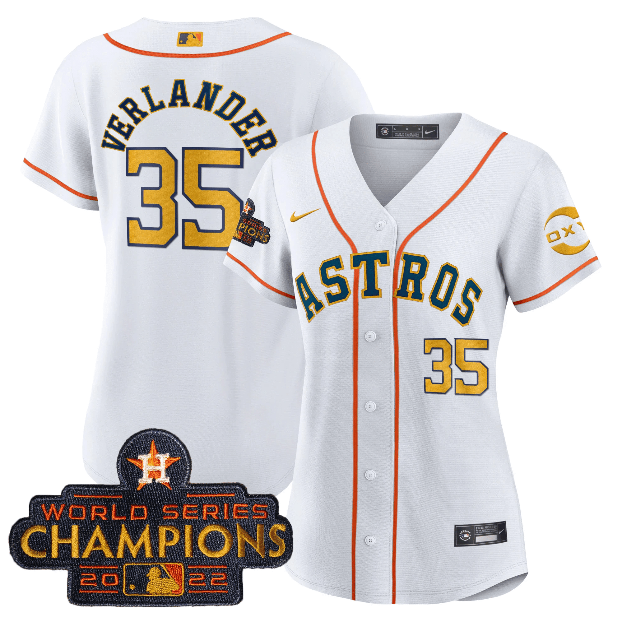 Justin Verlander Houston Astros Champions Gold Rush Oxy Patch Cool Base Jersey
