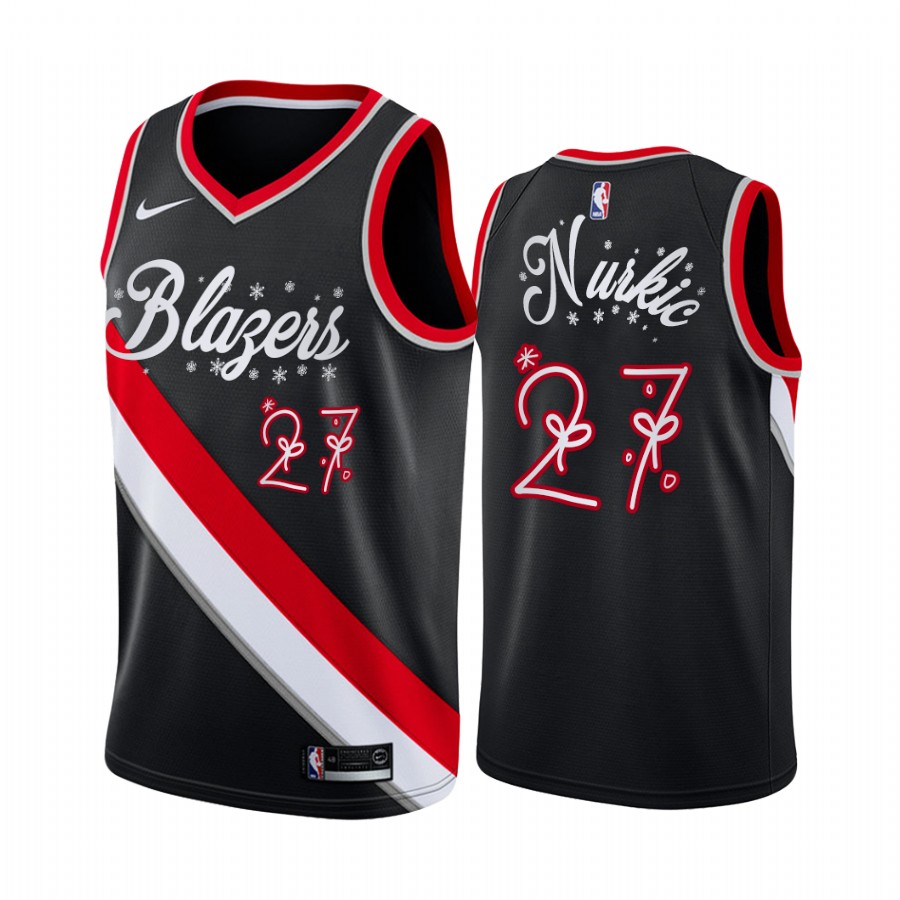 Jusuf Nurkic Portland Trail Blazers Christmas Night Black Jersey Festive Special Edition