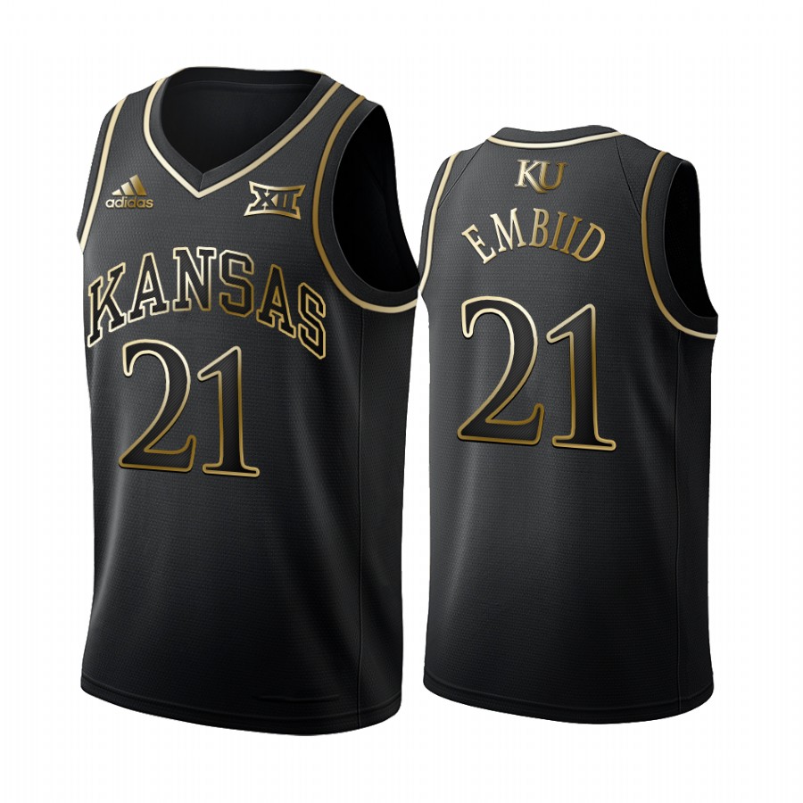 Kansas Jayhawks Joel Embiid Black Golden Edition Limited Jersey Philadelphia 76ers