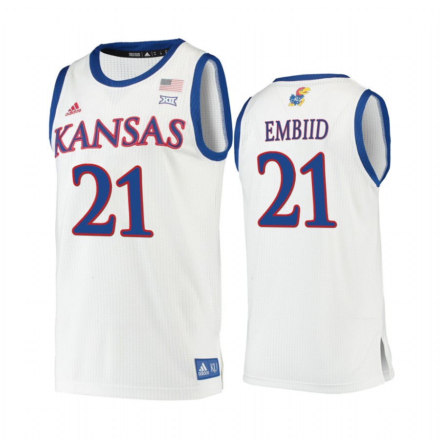 Kansas Jayhawks Joel Embiid White Jersey Philadelphia 76ers