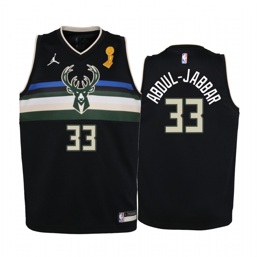 Kareem Abdul-Jabbar Milwaukee Bucks Black Finals Champions Youth Jersey