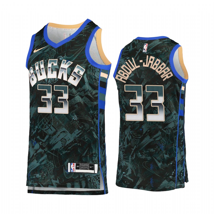 Kareem Abdul-Jabbar Milwaukee Bucks Select Series Green Jersey Camo