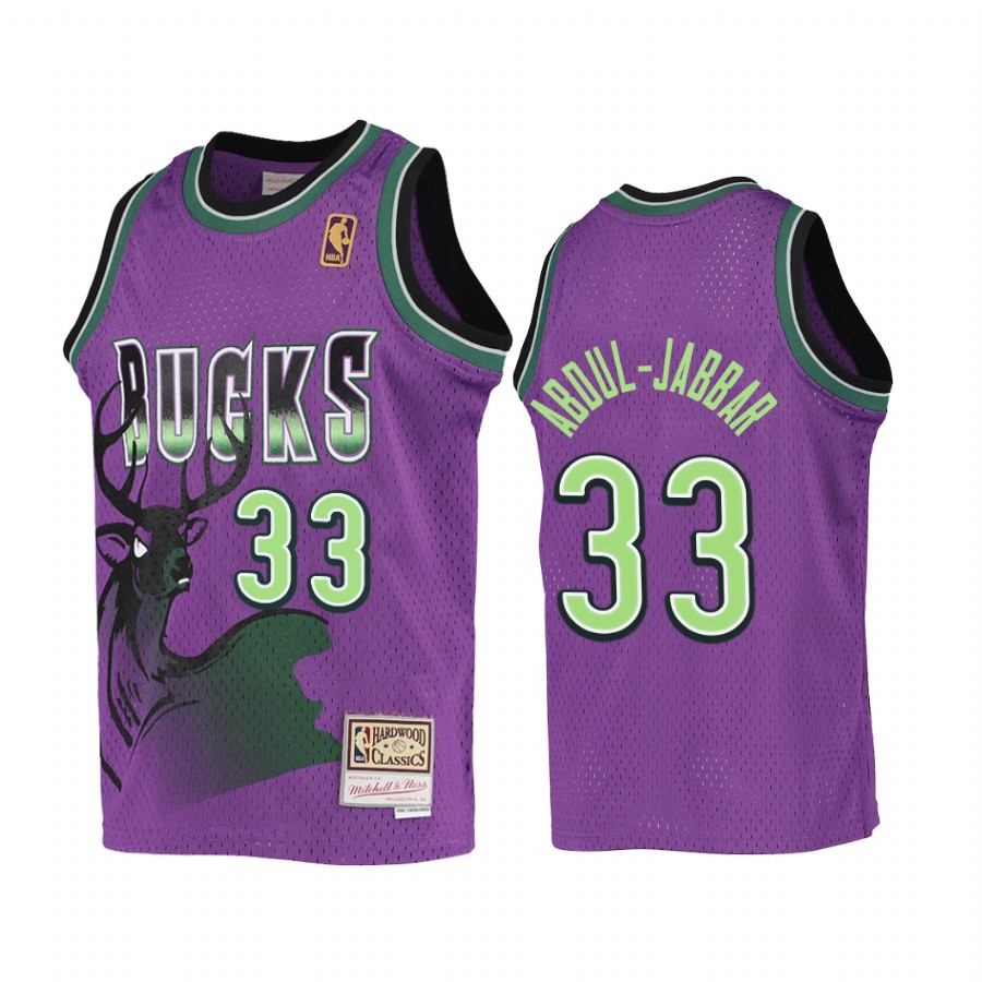 Kareem Abdul-Jabbar Milwaukee Bucks Youth Purple Reload Jersey Hardwood Classics