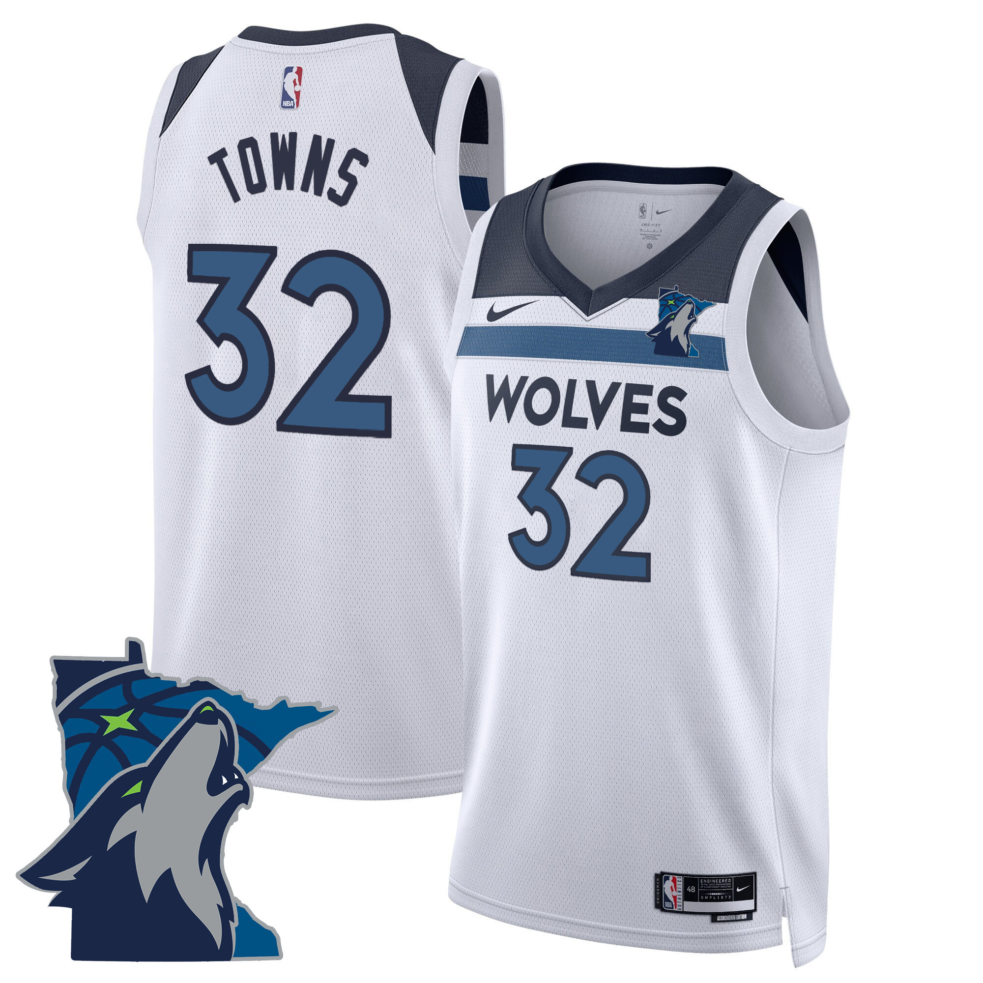 Karl-Anthony Towns Men's Minnesota Timberwolves Swingman - Minnesota Patch Association Jersey - All Stitched
