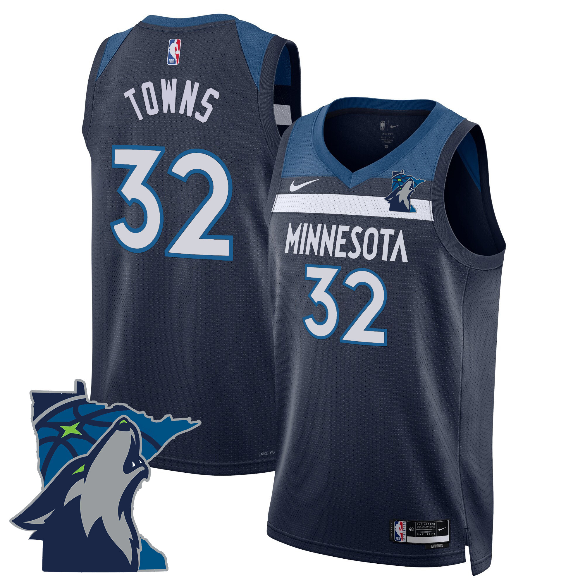 Karl-Anthony Towns Men's Minnesota Timberwolves Swingman - Minnesota Patch Icon Jersey - All Stitched