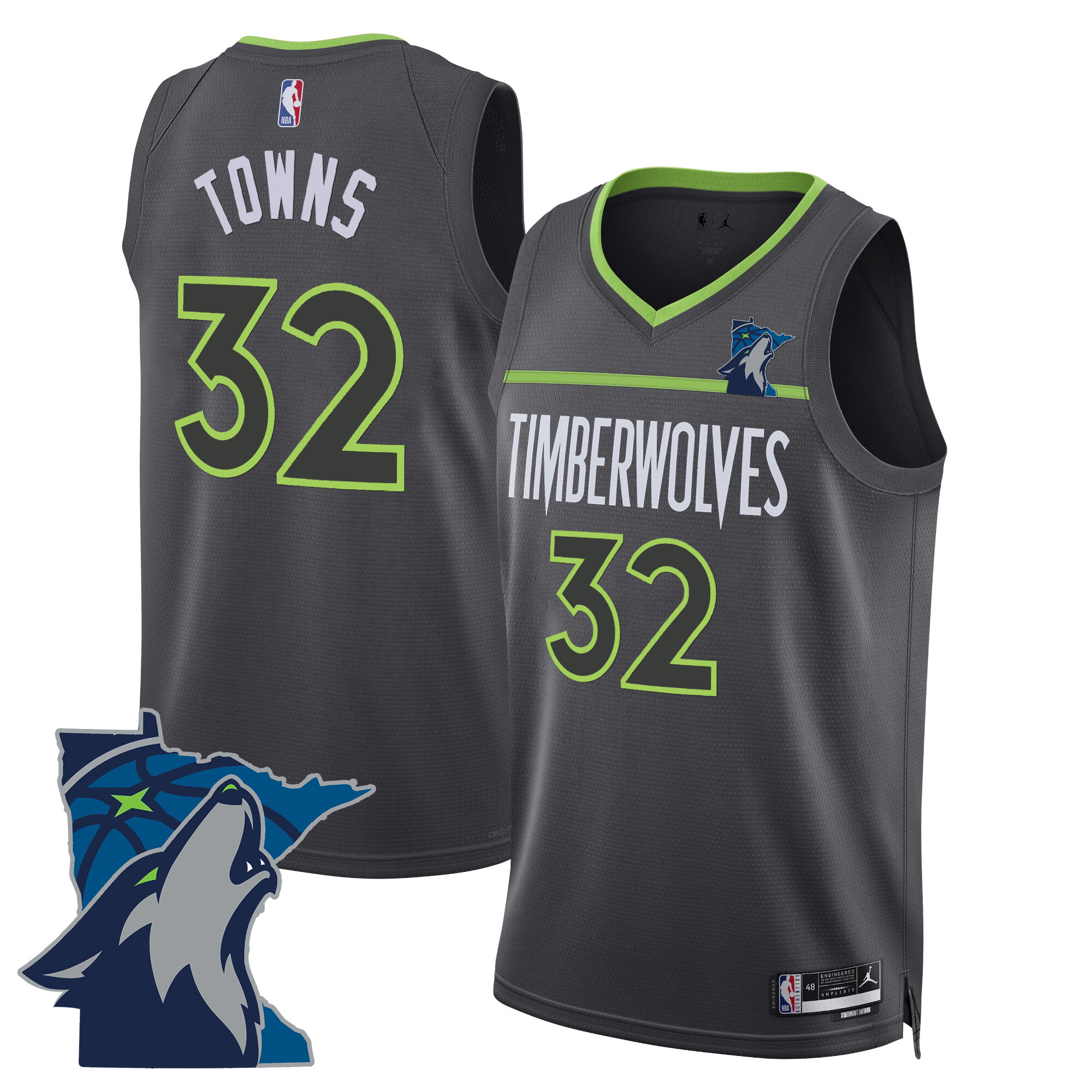 Karl-Anthony Towns Men's Minnesota Timberwolves Swingman - Minnesota Patch Statement Jersey - All Stitched