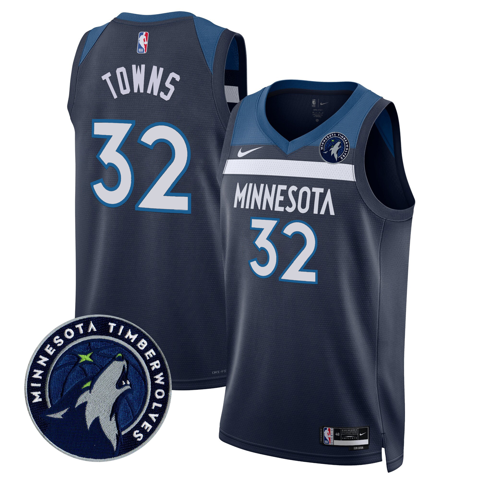Karl-Anthony Towns Men's Minnesota Timberwolves Swingman V2 Icon Jersey - All Stitched