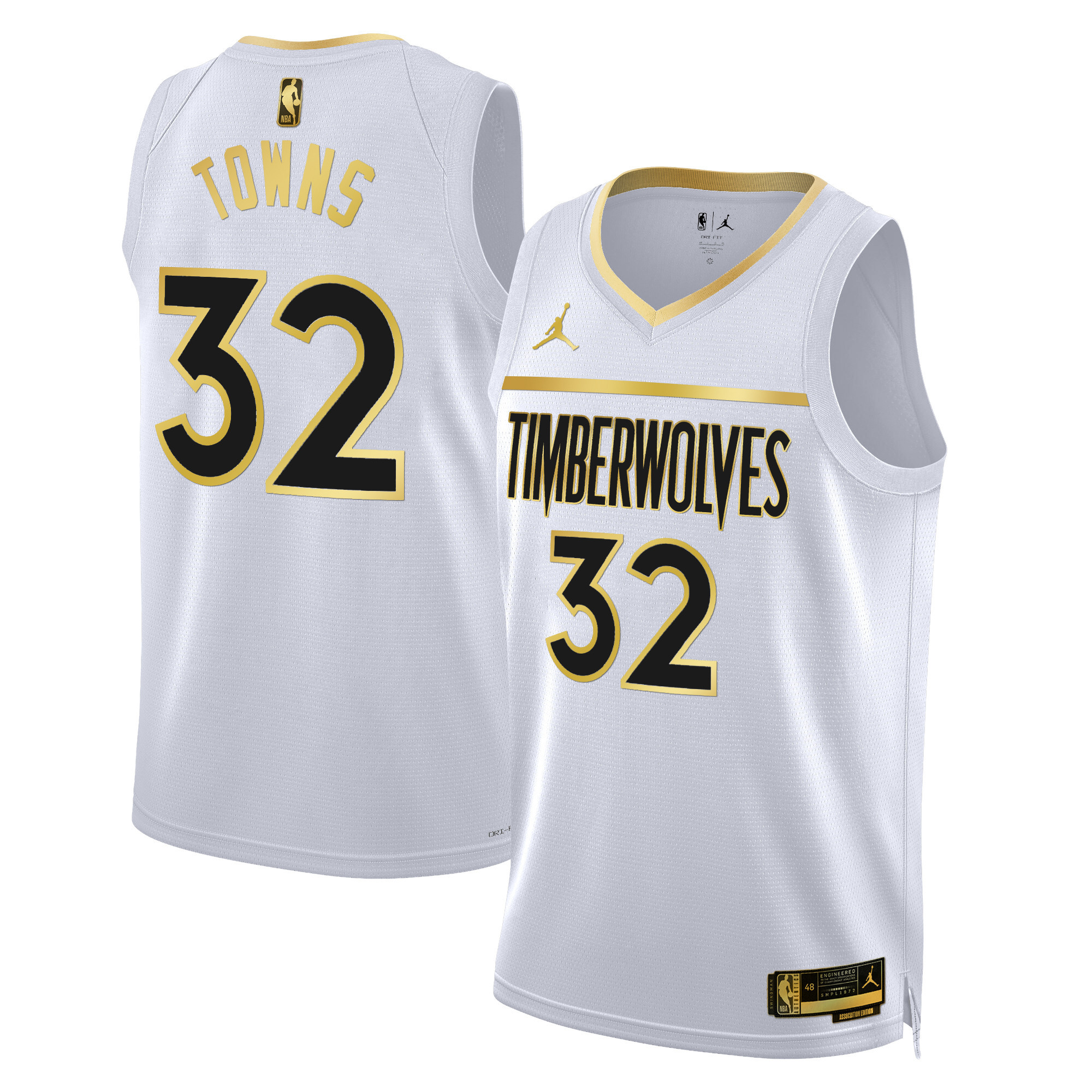 Karl-Anthony Towns Men's Minnesota Timberwolves Swingman White Gold Jersey - All Stitched