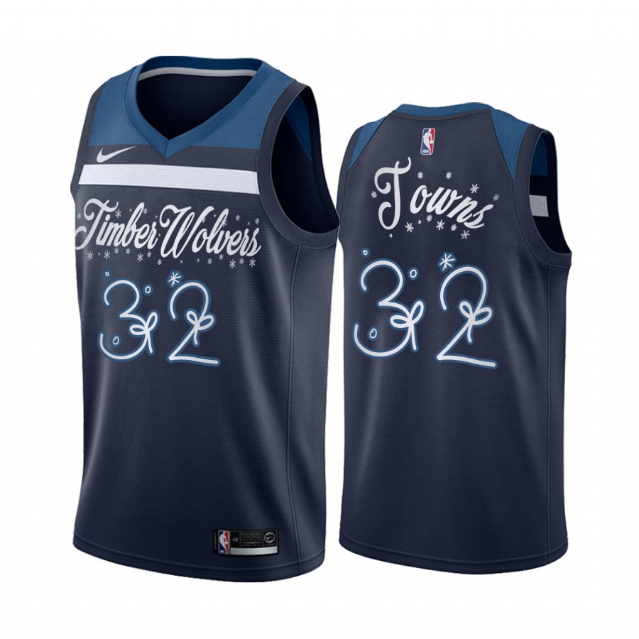 Karl-Anthony Towns Minnesota Timberwolves Christmas Night Navy Jersey Festive Special Edition