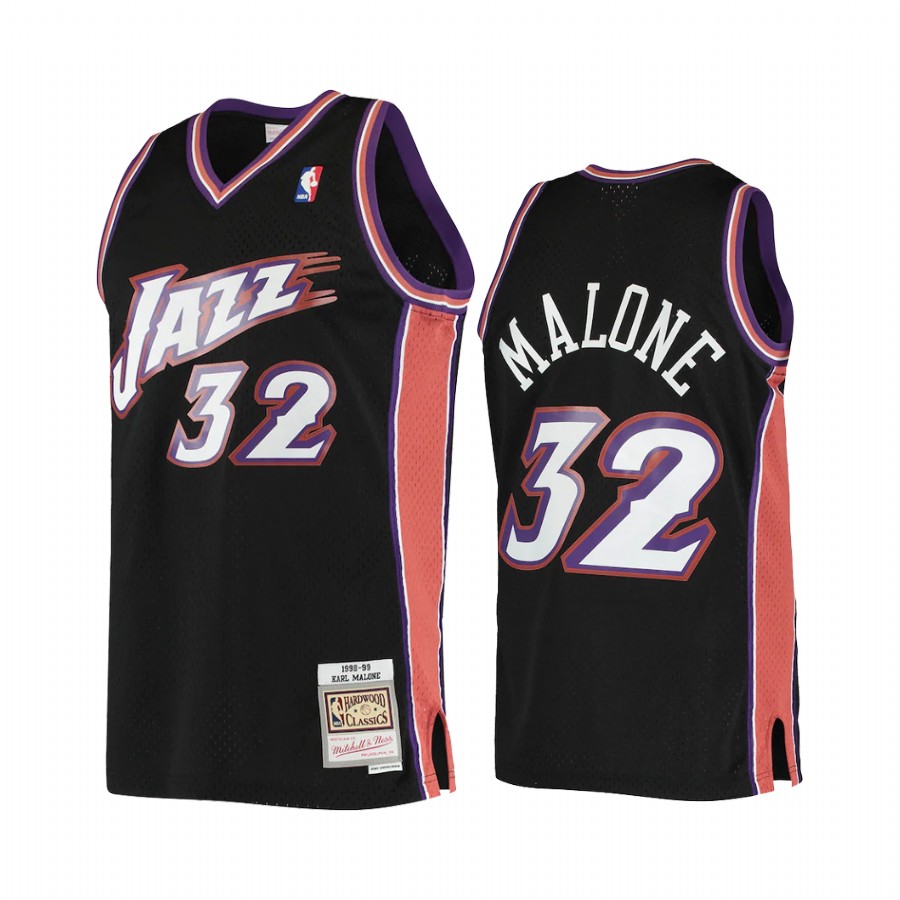 Karl Malone #32 Utah Jazz Black 1998-99 Hardwood Classics Jersey
