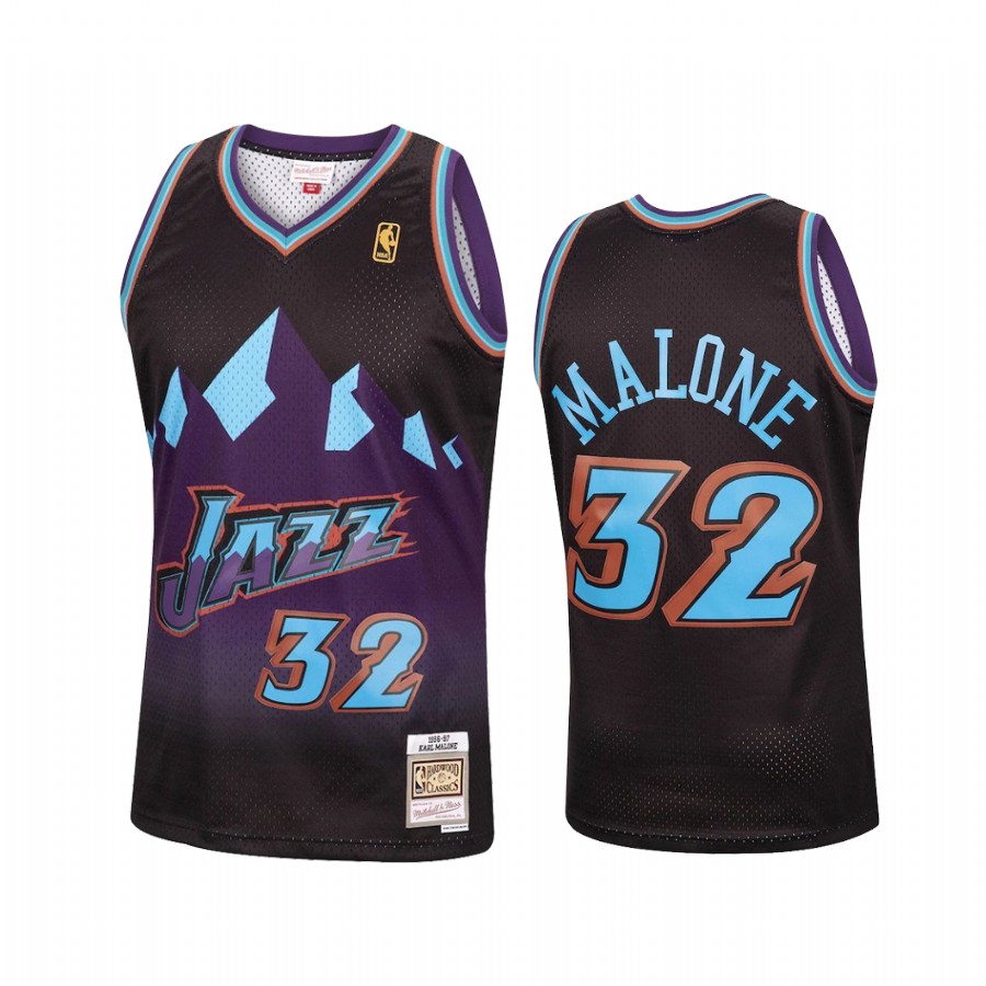 Karl Malone #32 Utah Jazz Black Reload Jersey