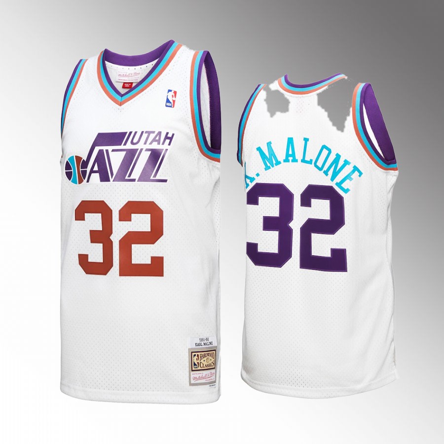 Karl Malone #32 Utah Jazz Reload 3.0 White 1991-92 Hardwood Classics Jersey
