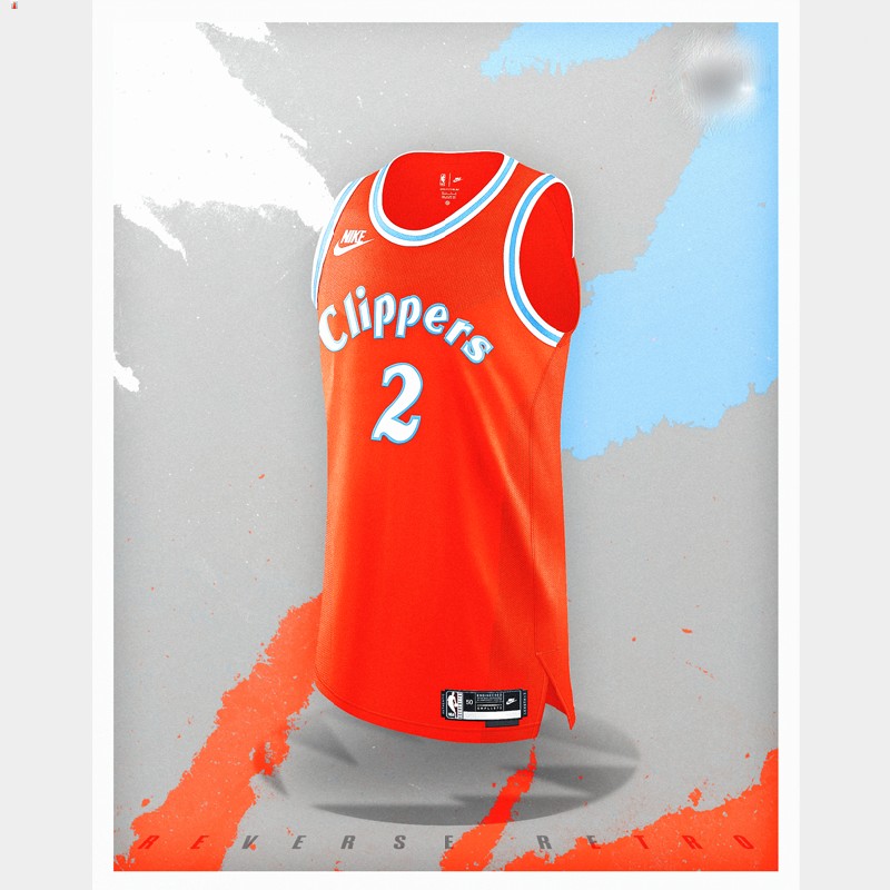 Kawhi Leonard LA Clippers Orange #2 Jersey Reverse Retro