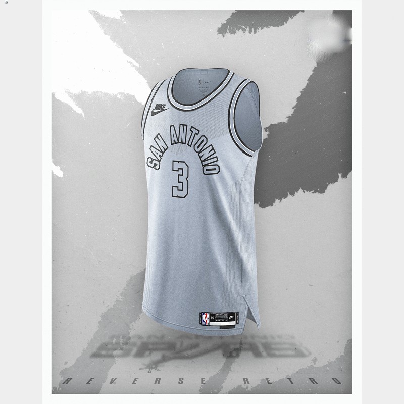 Keldon Johnson San Antonio Spurs Silver #3 Jersey Reverse Retro