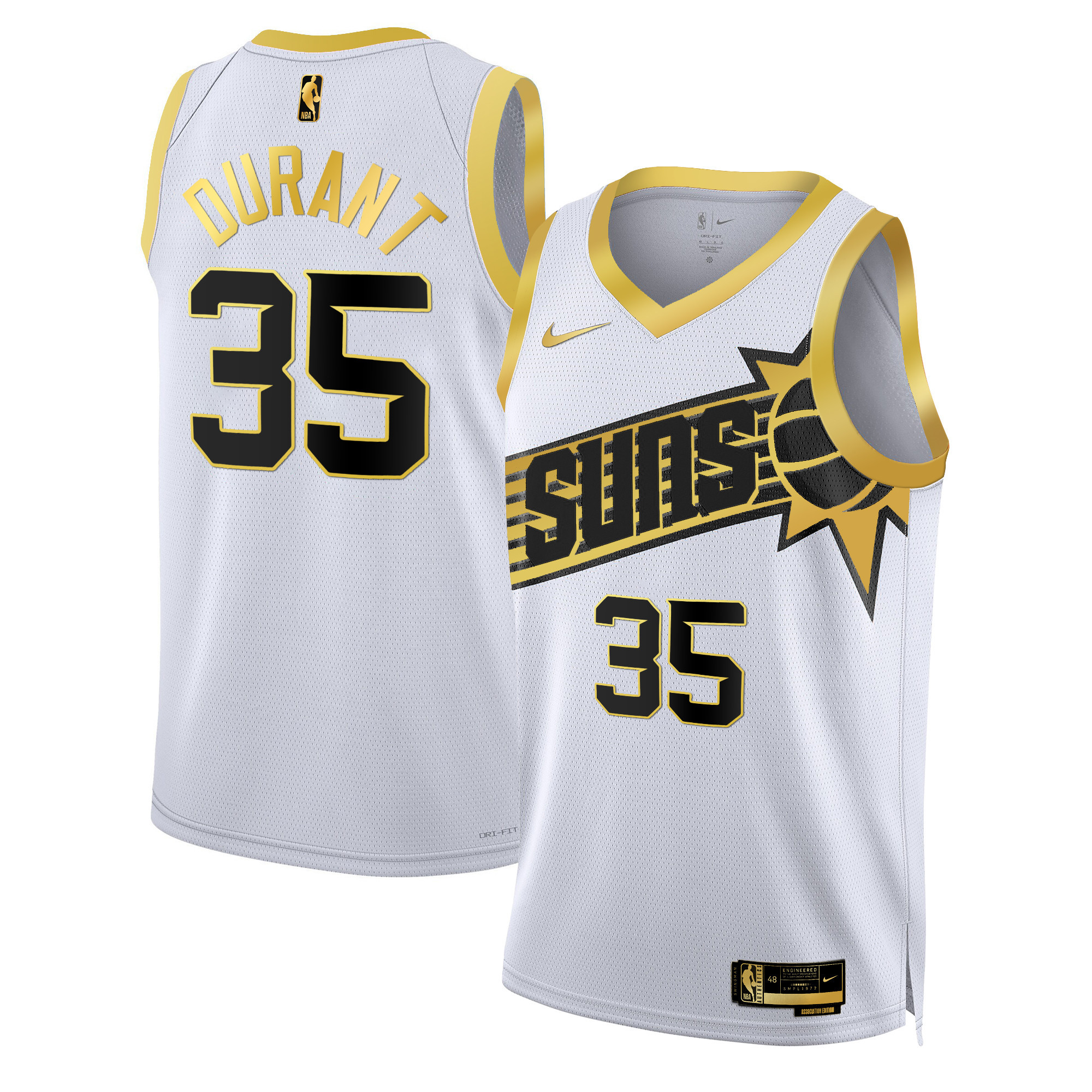 Kevin Durant Men's Phoenix Suns Swingman White Gold Jersey - All Stitched
