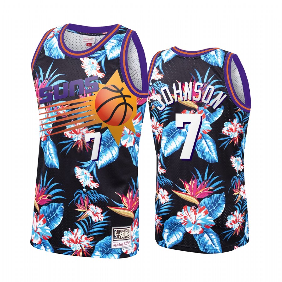 Kevin Johnson #7 Phoenix Suns Black Floral Fashion Jersey