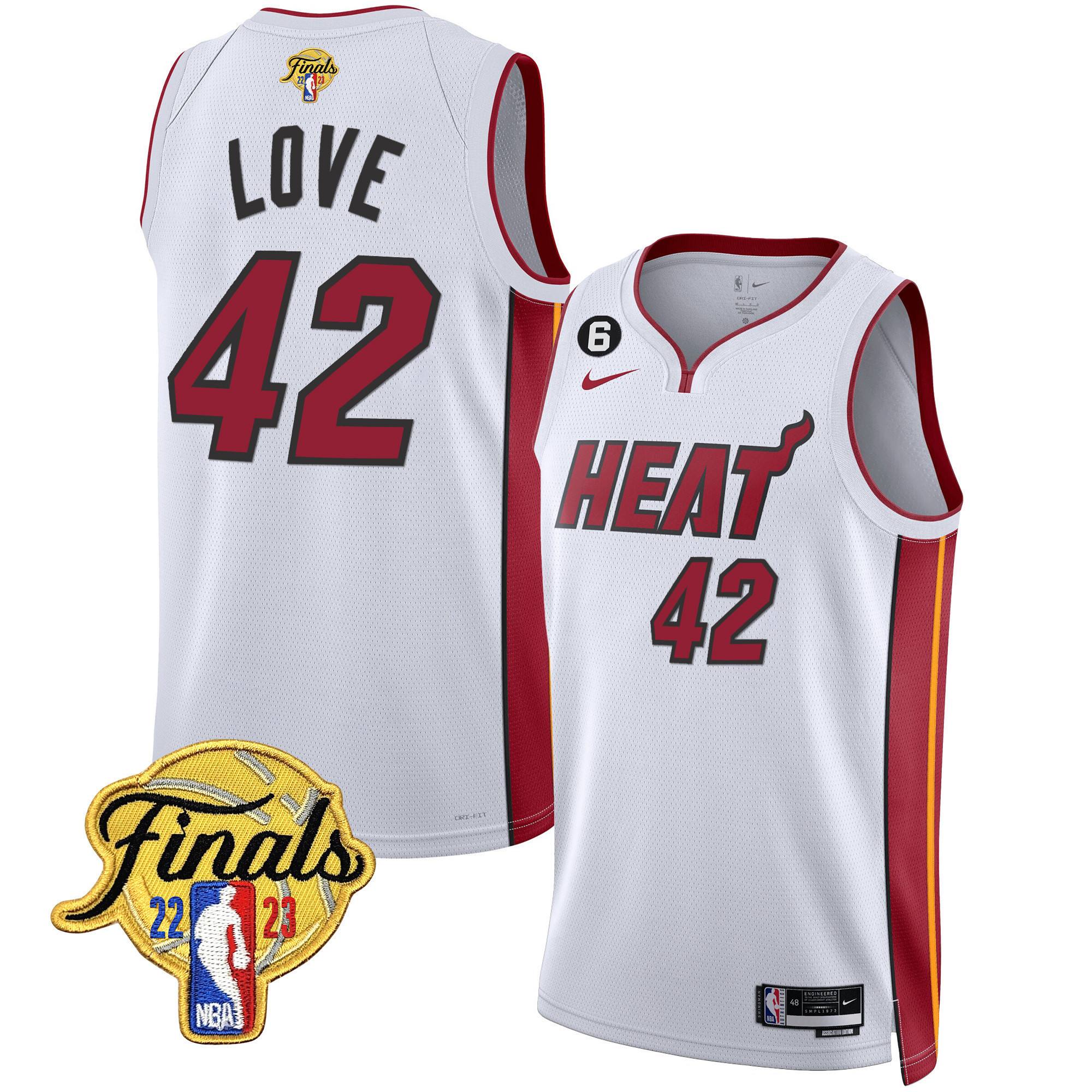Kevin Love Men's Miami Heat Finals Patch Collection Association Jersey - All Stitched