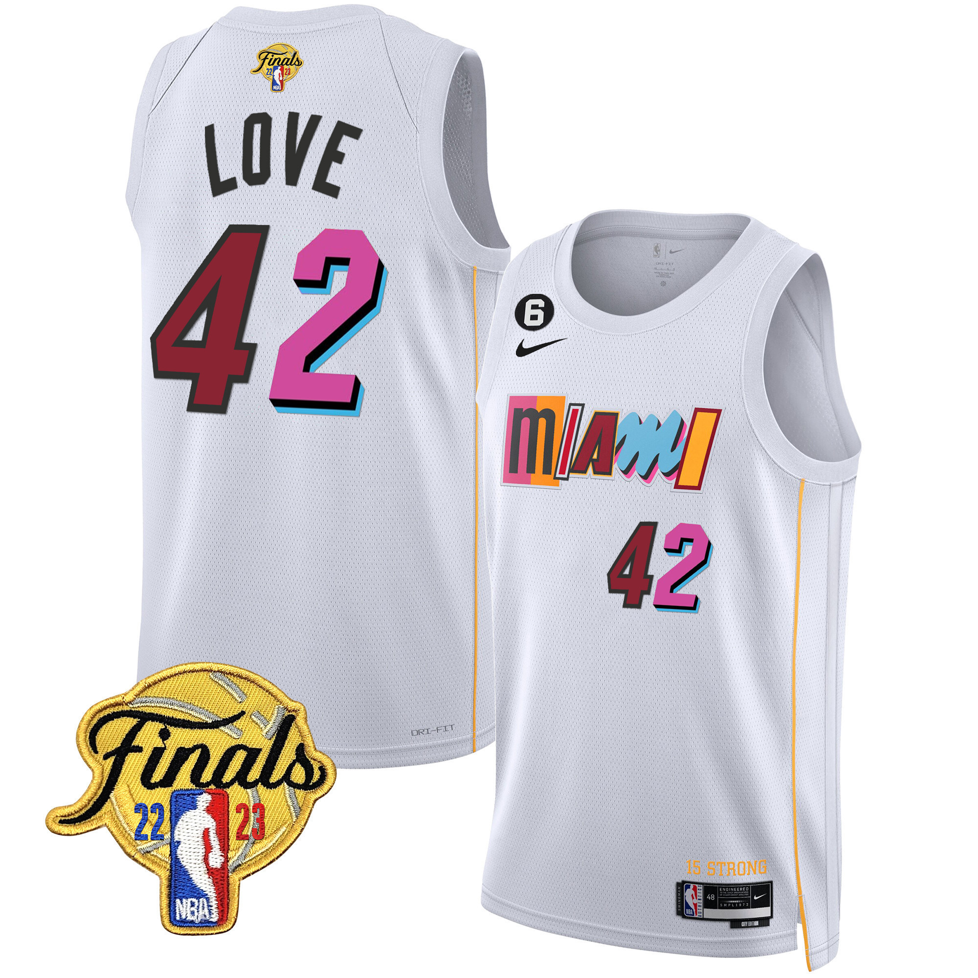 Kevin Love Men's Miami Heat Finals Patch Collection V2 City White Jersey - All Stitched