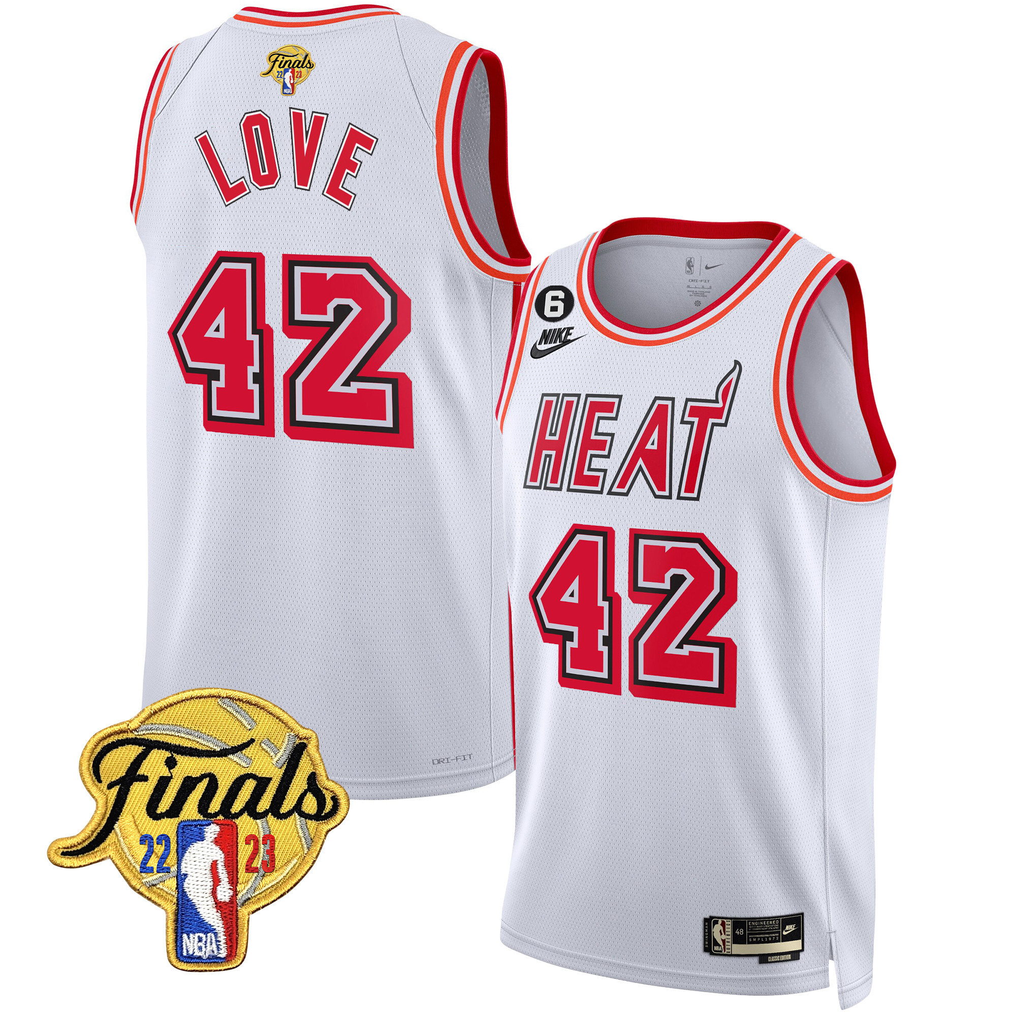 Kevin Love Men's Miami Heat Finals Patch Collection V4 Classic White Jersey - All Stitched