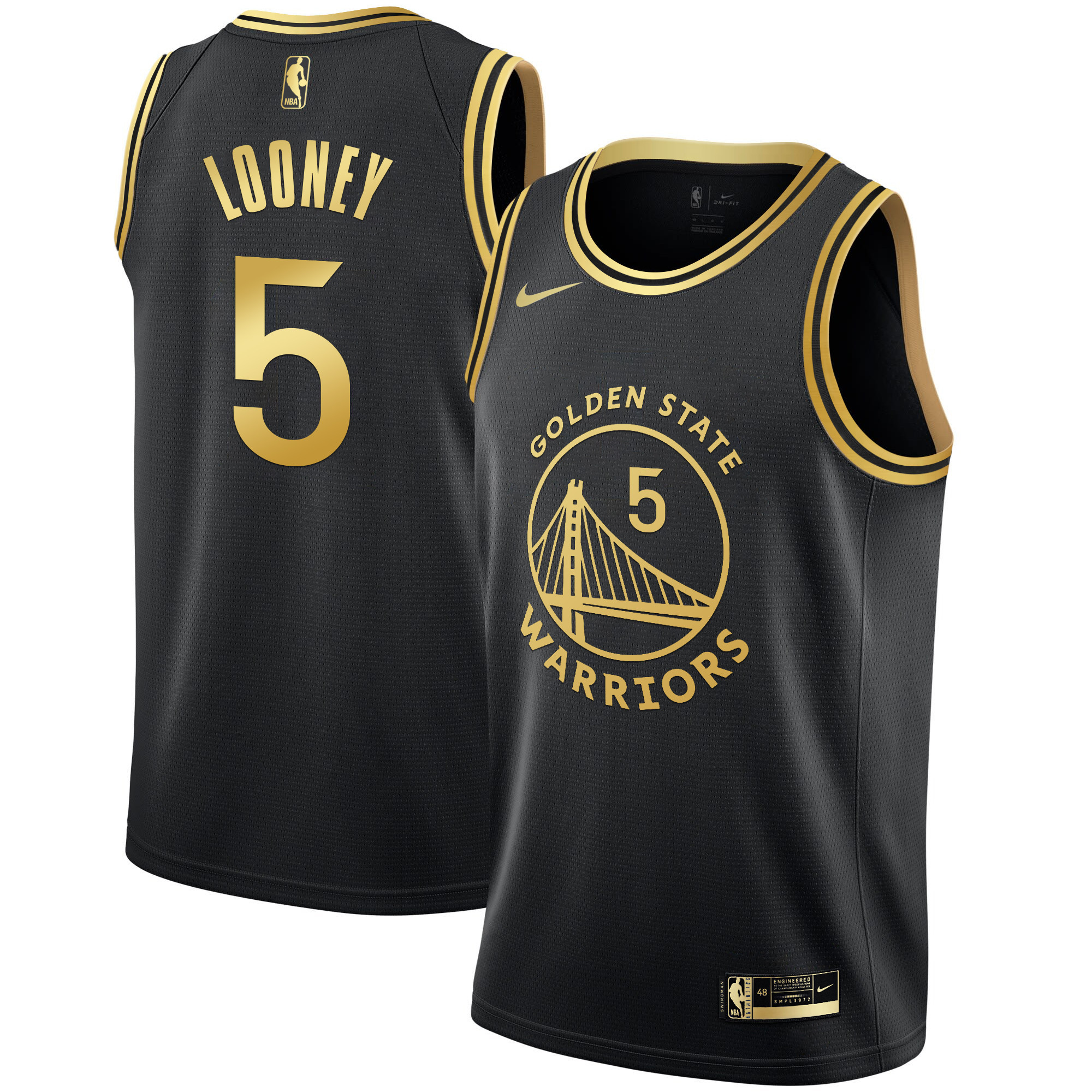 Kevon Looney Men's Golden State Warriors Black Limited & Gold Black Gold Jersey - All Stitched