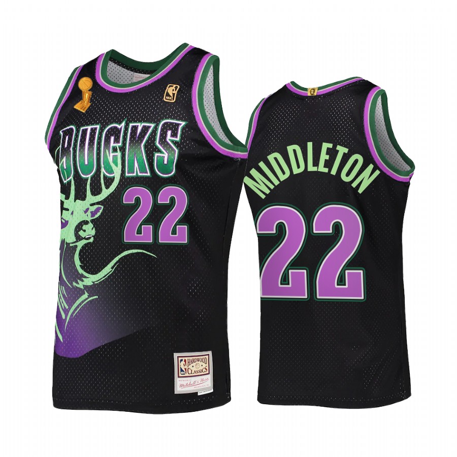 Khris Middleton 22 Milwaukee Bucks 2X Finals Champions Black Jersey HWC Reload
