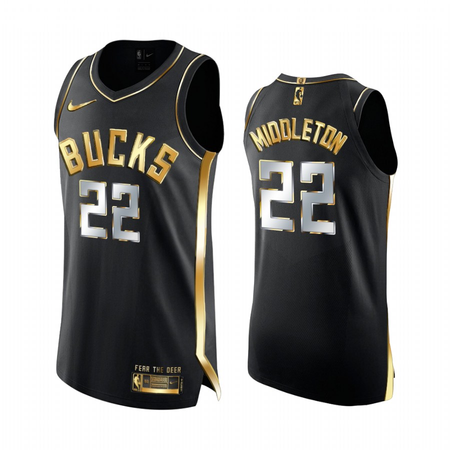 Khris Middleton Milwaukee Bucks  Black Golden Edition Jersey Limited