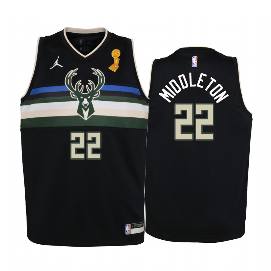 Khris Middleton Milwaukee Bucks Black Finals Champions Youth Jersey