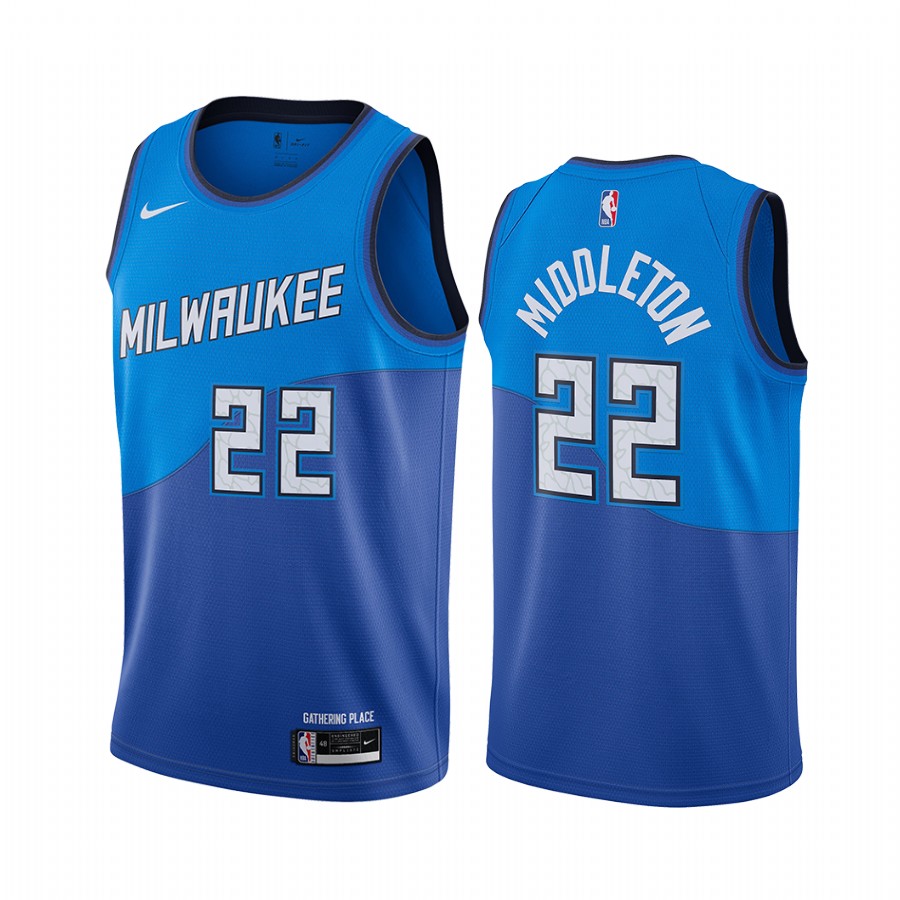 Khris Middleton Milwaukee Bucks Navy City Edition New Uniform  Jersey