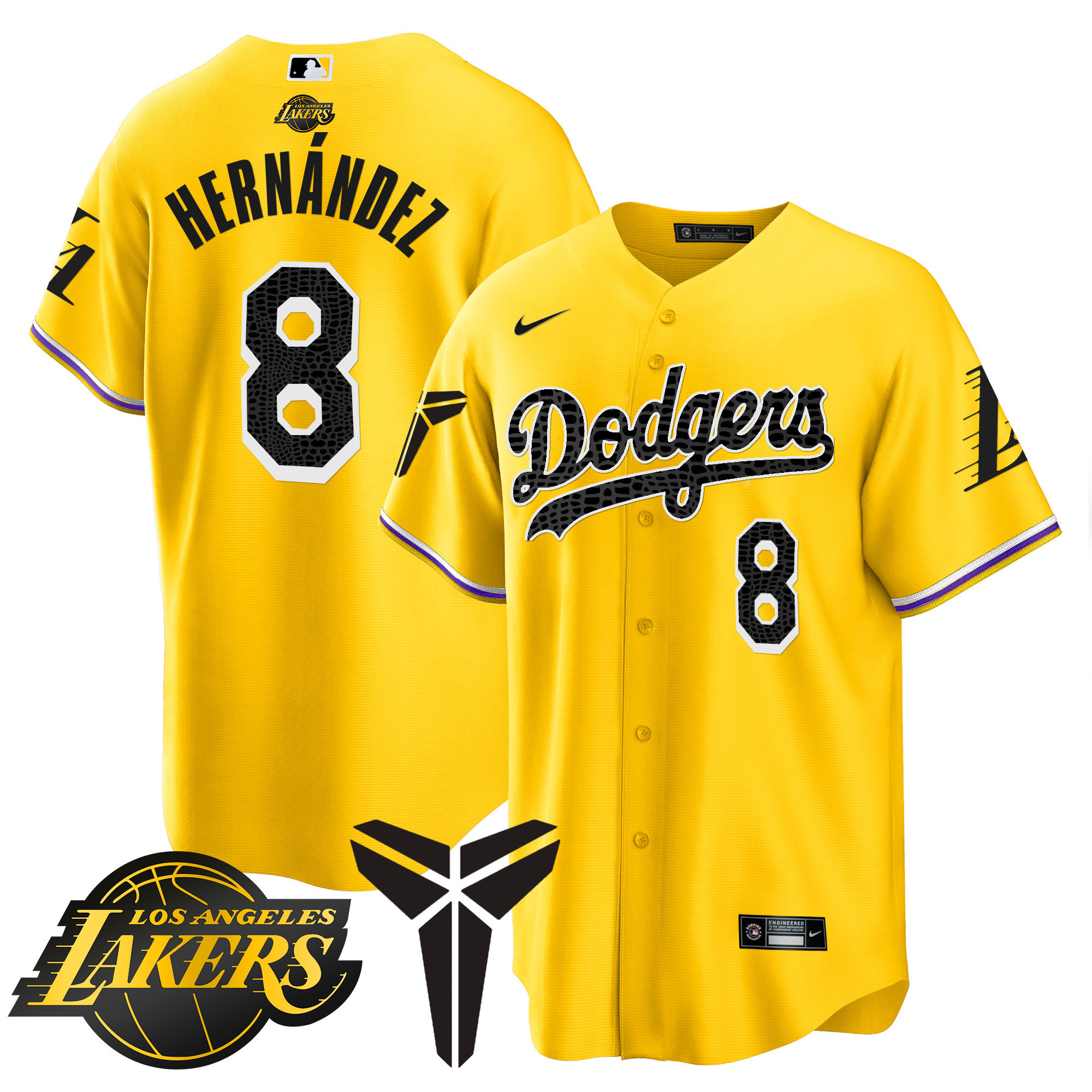 Kike Hernandez Men's Los Angeles Dodgers Cool Base Mamba V2 Gold Jersey