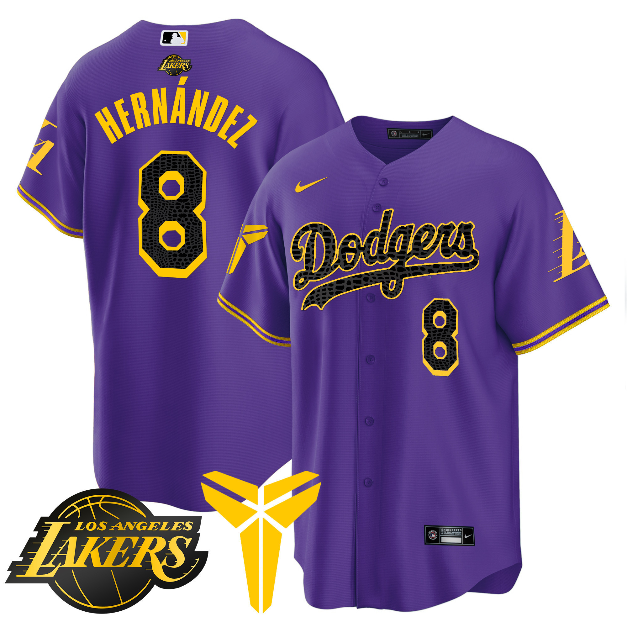 Kike Hernandez Men's Los Angeles Dodgers Cool Base Mamba V2 Purple Jersey